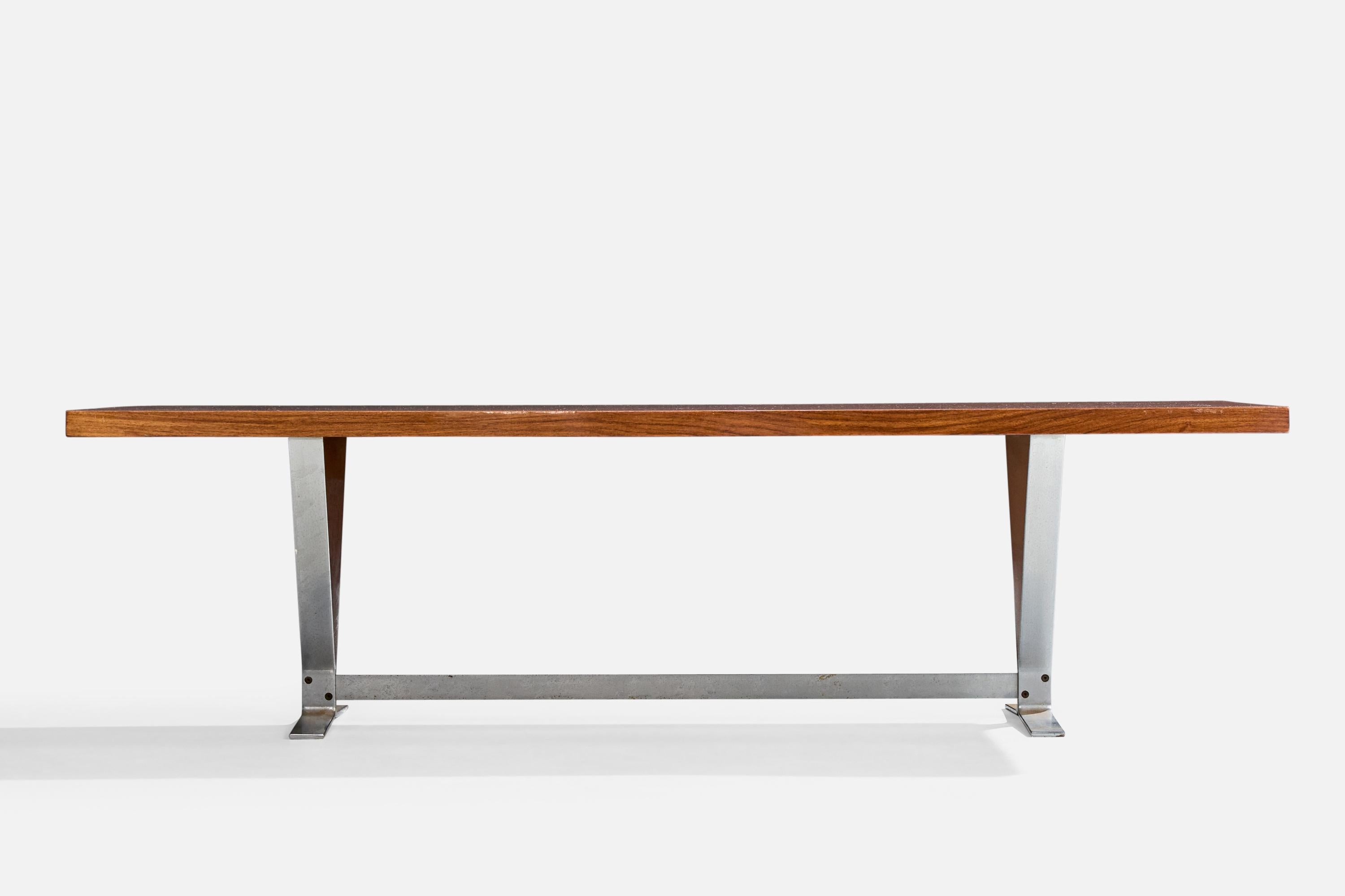 Danois Georg Thams, table basse, bois de rose, acier, Danemark, années 1960 en vente