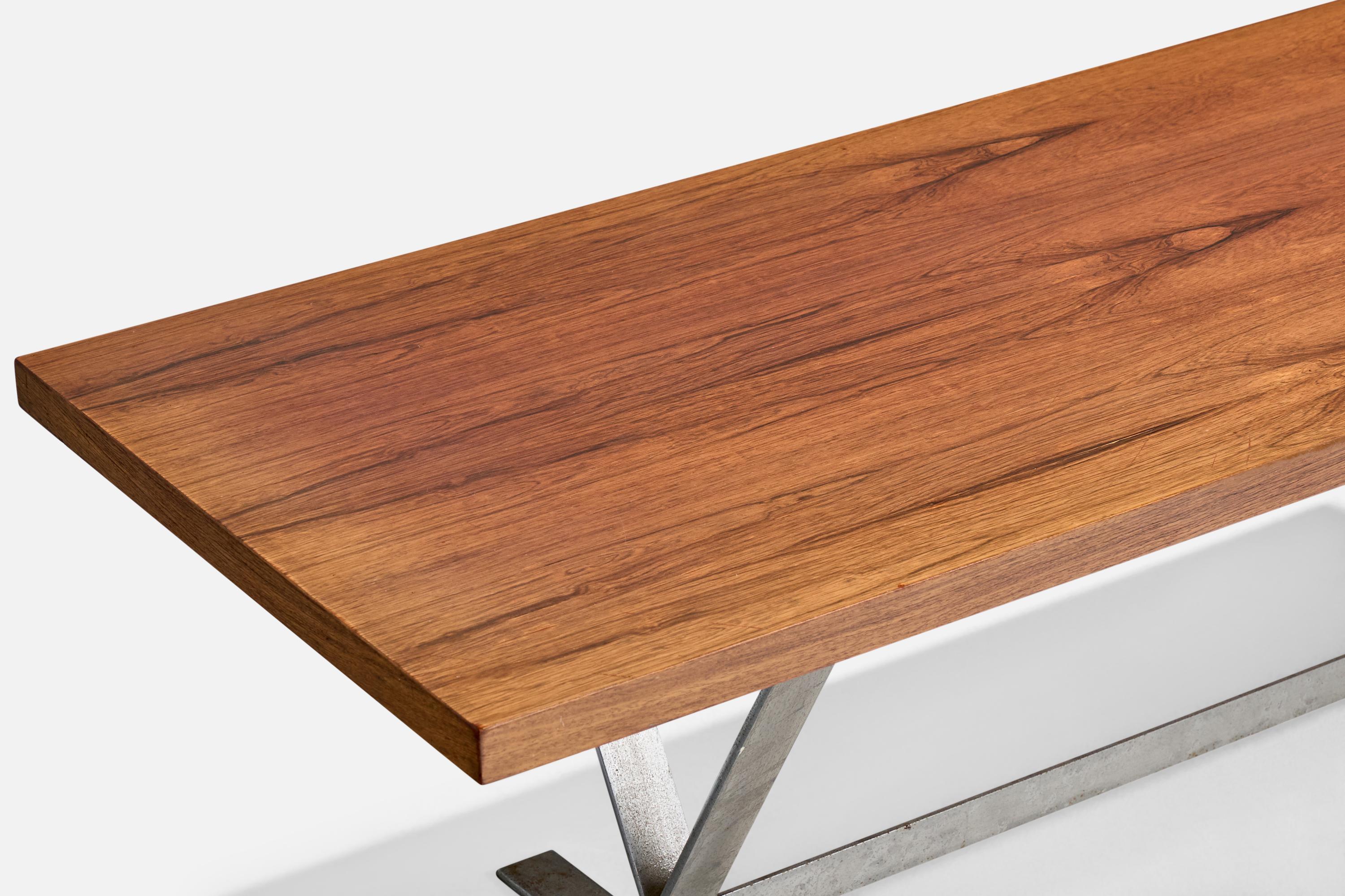 Milieu du XXe siècle Georg Thams, table basse, bois de rose, acier, Danemark, années 1960 en vente