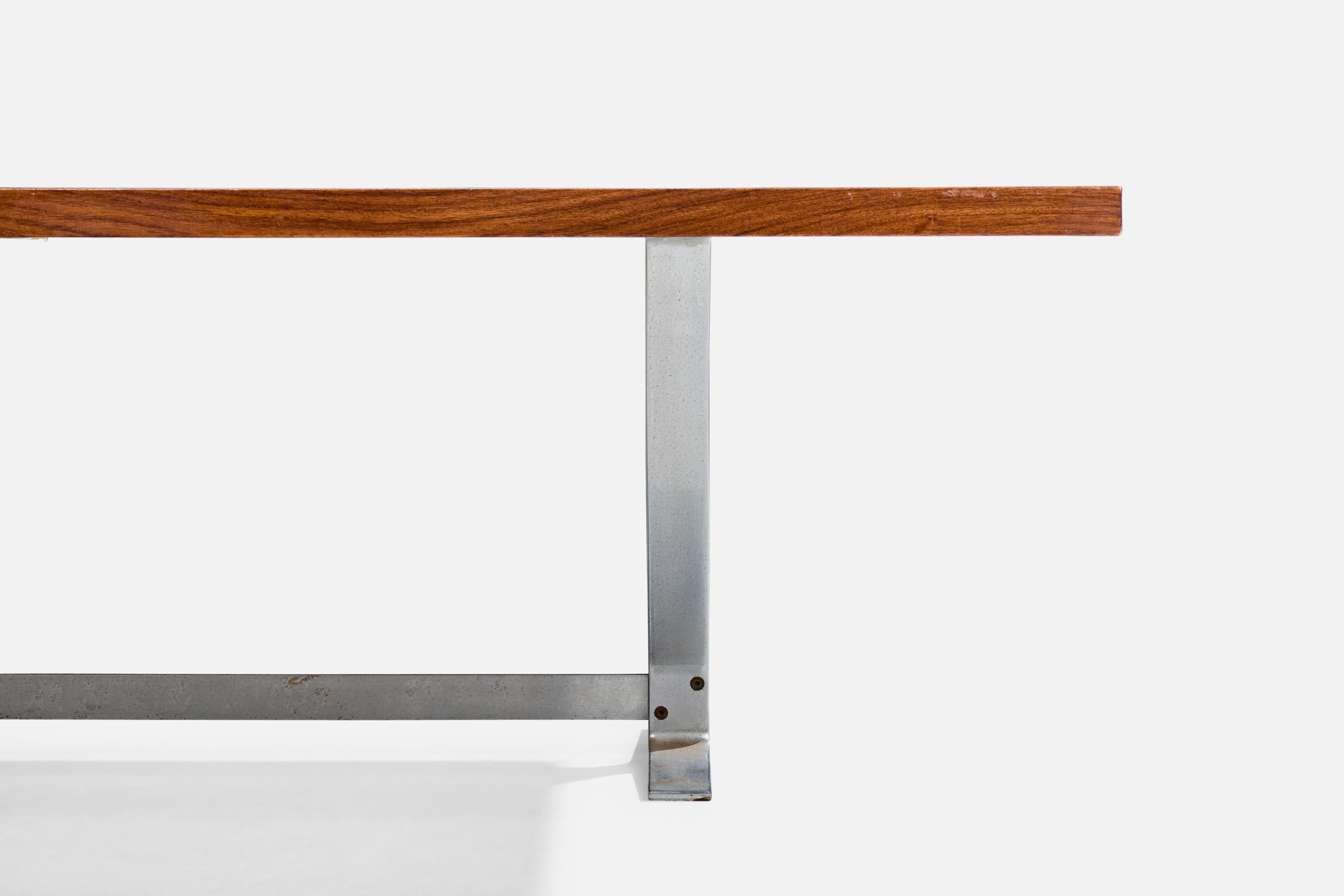 Acier Georg Thams, table basse, bois de rose, acier, Danemark, années 1960 en vente