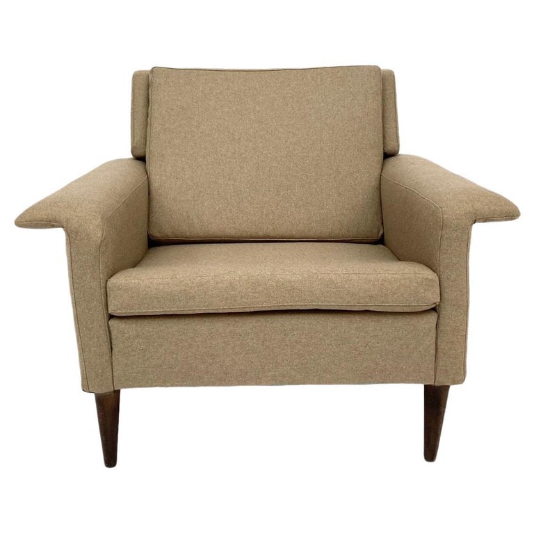 Thams Kvalitet Beige Wool Club Armchair MidCentury Chair 1960s