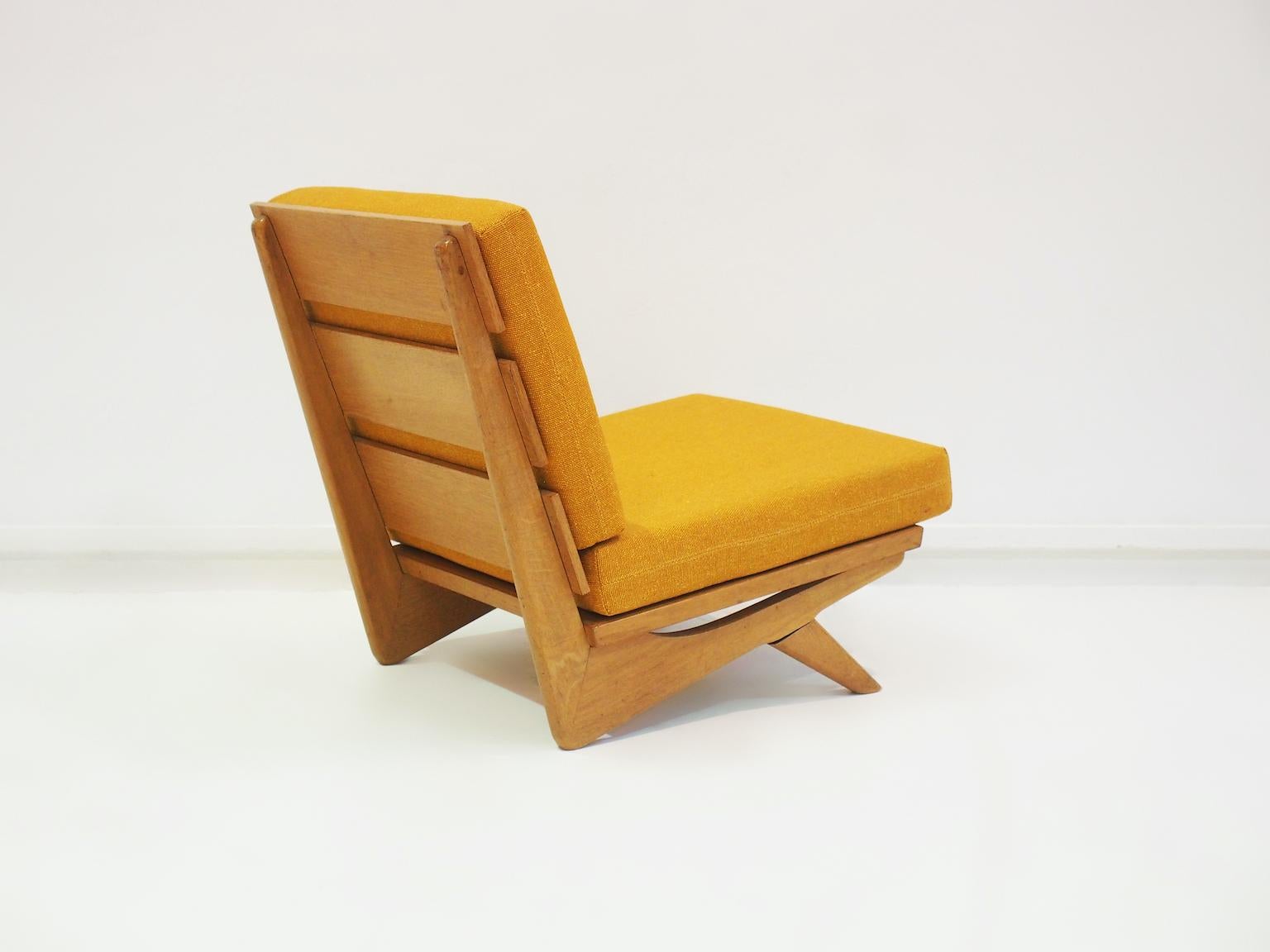20th Century Georg Thams Lounge Chair with Beech Frame and Mustard Fabric Upholstery