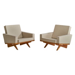 Georg Thams, Chaises longues, Oak Oak, tissu, Danemark, 1964