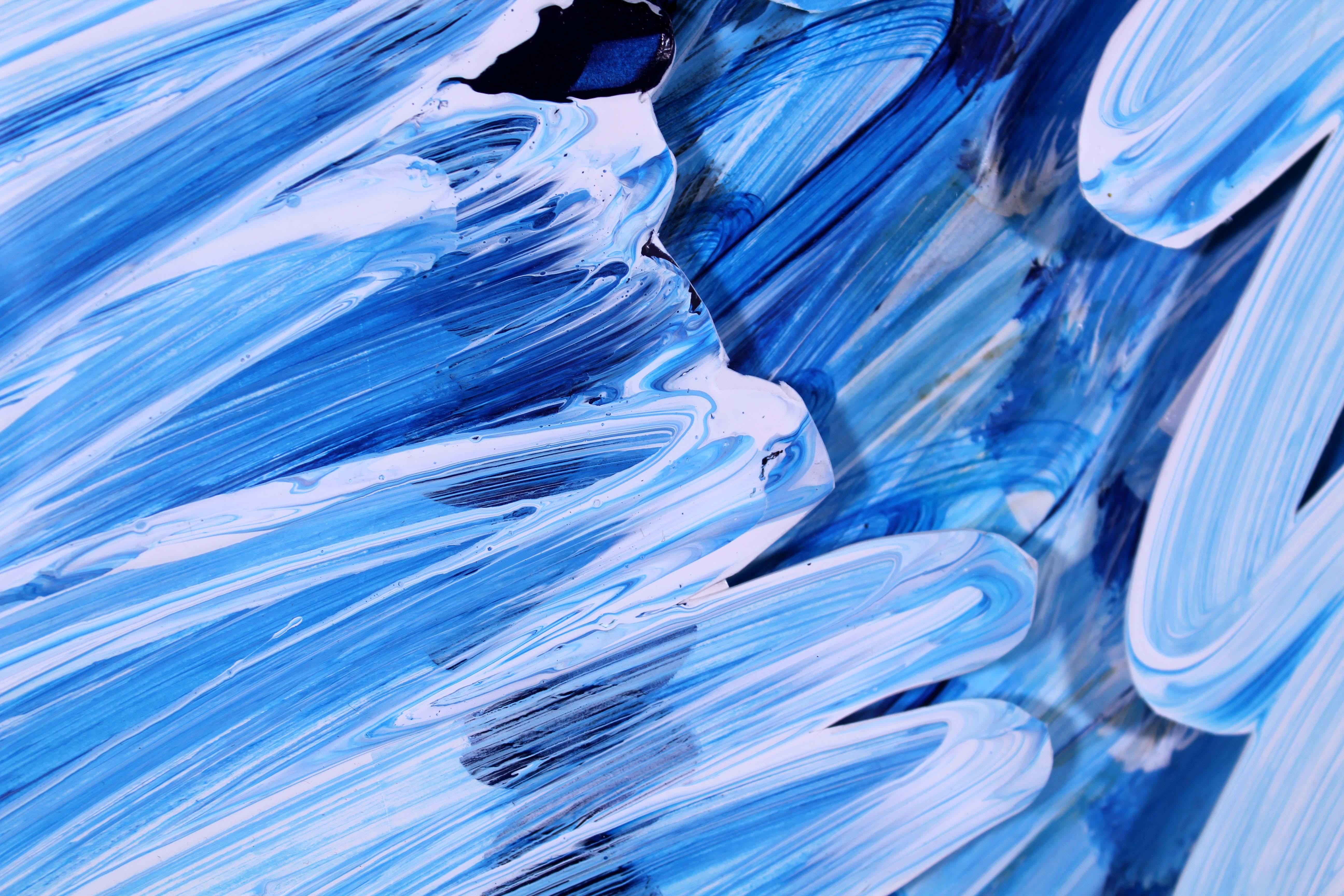 Contemporary Georg Vihos Blue Jay Study #1 Signed 3-Dimensional Mixed Media Painting 2006
