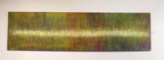 Georg Vihos Glowing Stripe Modern Oil Crayon Mixed Media Painting on Canvas