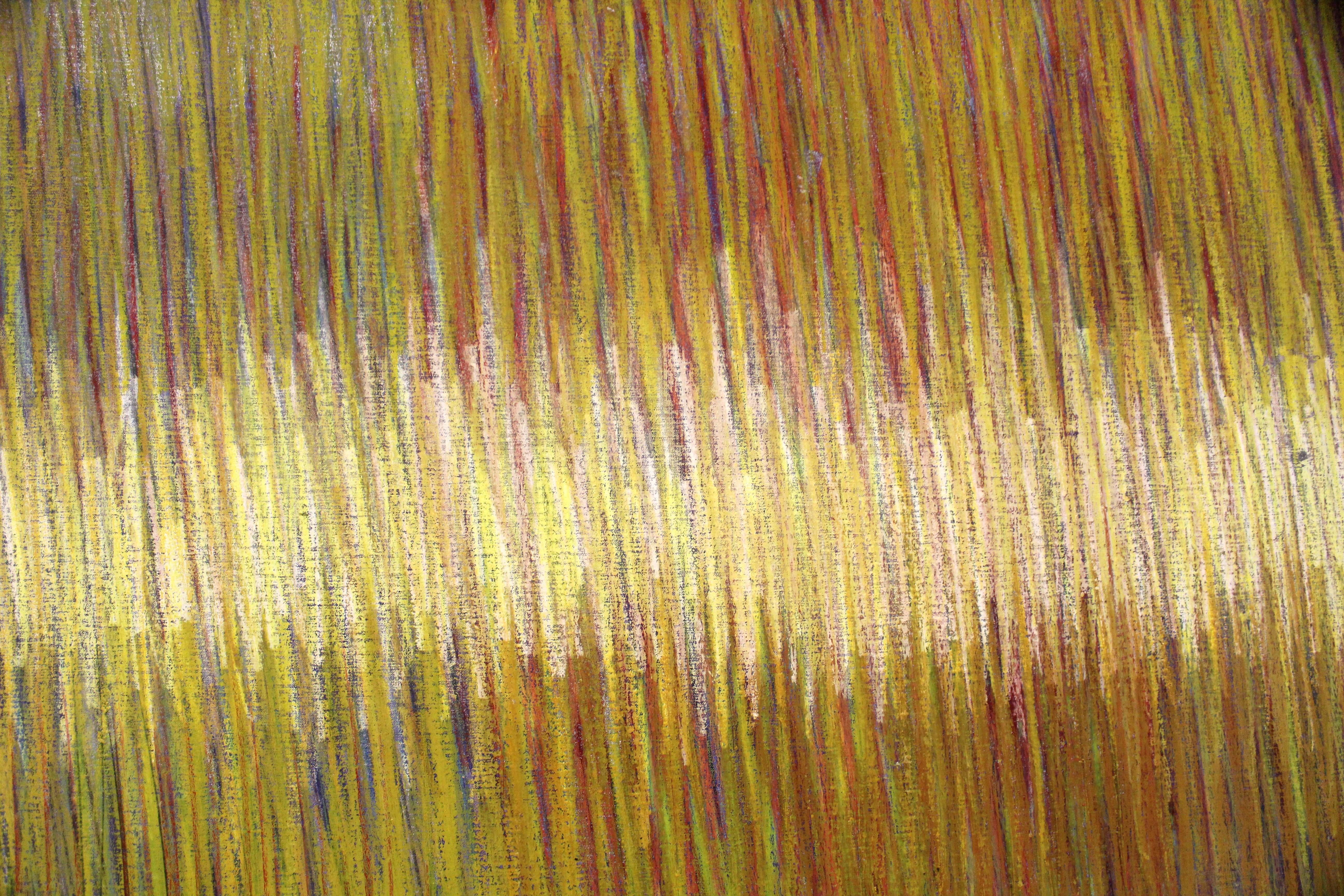 Georg Vihos Glowing Stripe Modern Oil Crayon Mixed Media Painting on Canvas 2