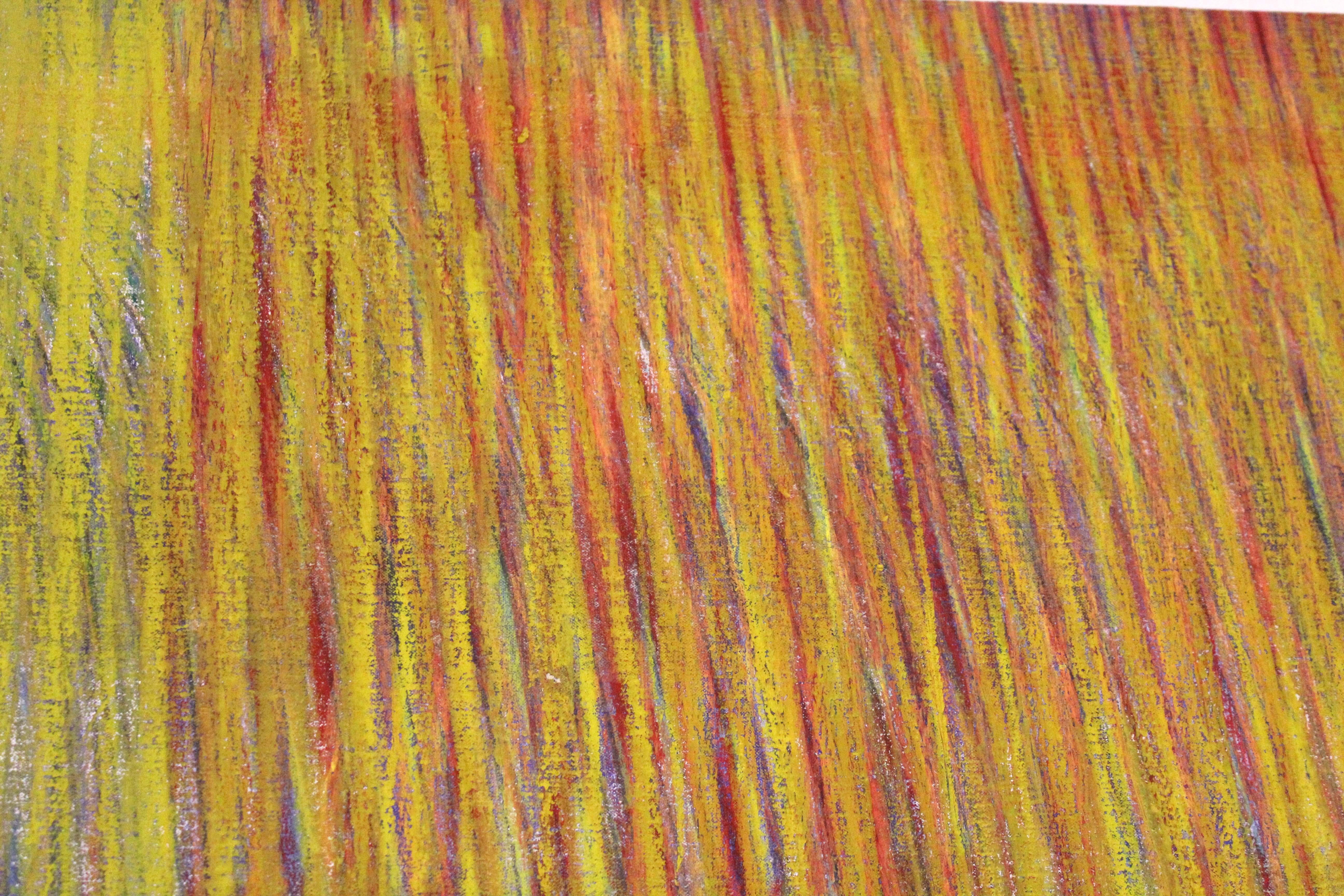 Georg Vihos Glowing Stripe Modern Oil Crayon Mixed Media Painting on Canvas 3