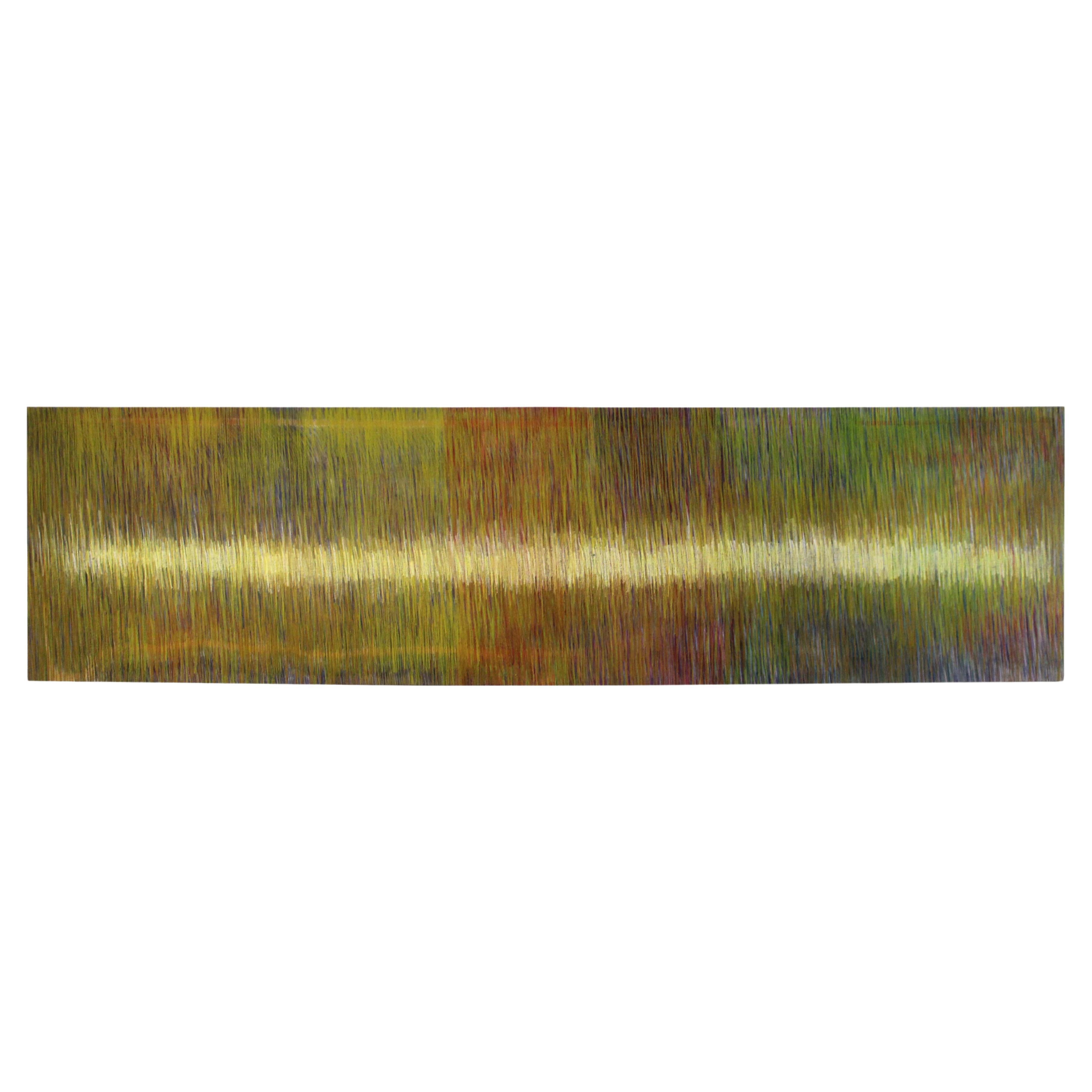 Georg Vihos Glowing Stripe Modern Oil Crayon Mixed Media Painting on Canvas