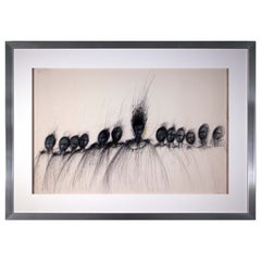 Georg Vihos Guardians Signed 1965 Graphite Drawing on Paper Fulbright Submission