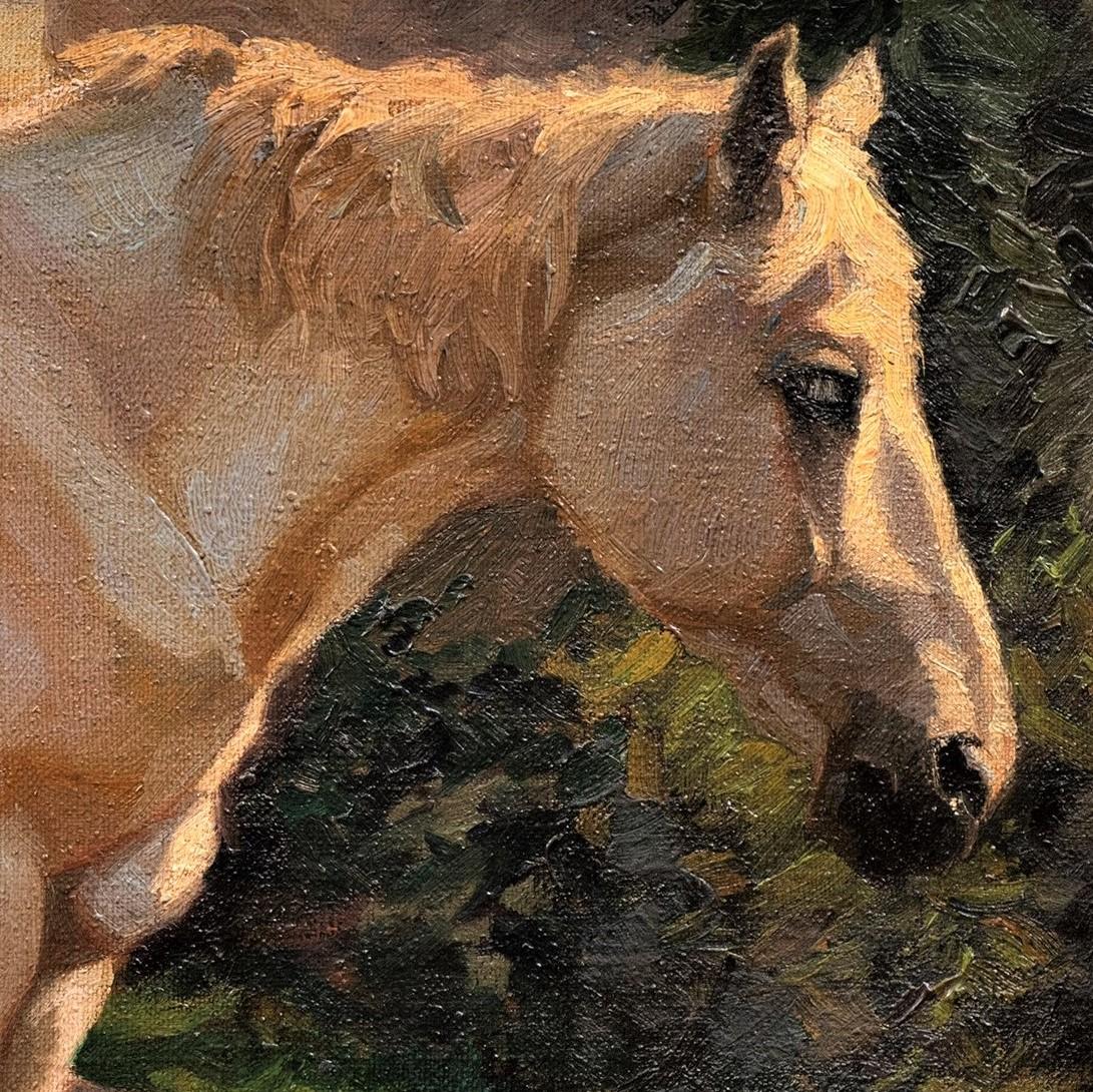 Peinture ancienne de cheval gris debout, tournée vers la droite Georg Wolf, datée de 1907 en vente 5