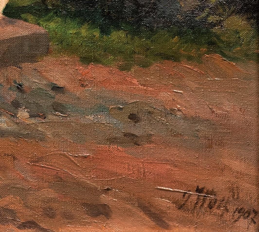 Peinture ancienne de cheval gris debout, tournée vers la droite Georg Wolf, datée de 1907 en vente 6