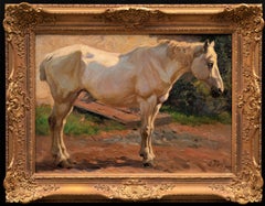 Used Horse Painting "Standing Grey Horse, Facing Right" Georg Wolf dated 1907