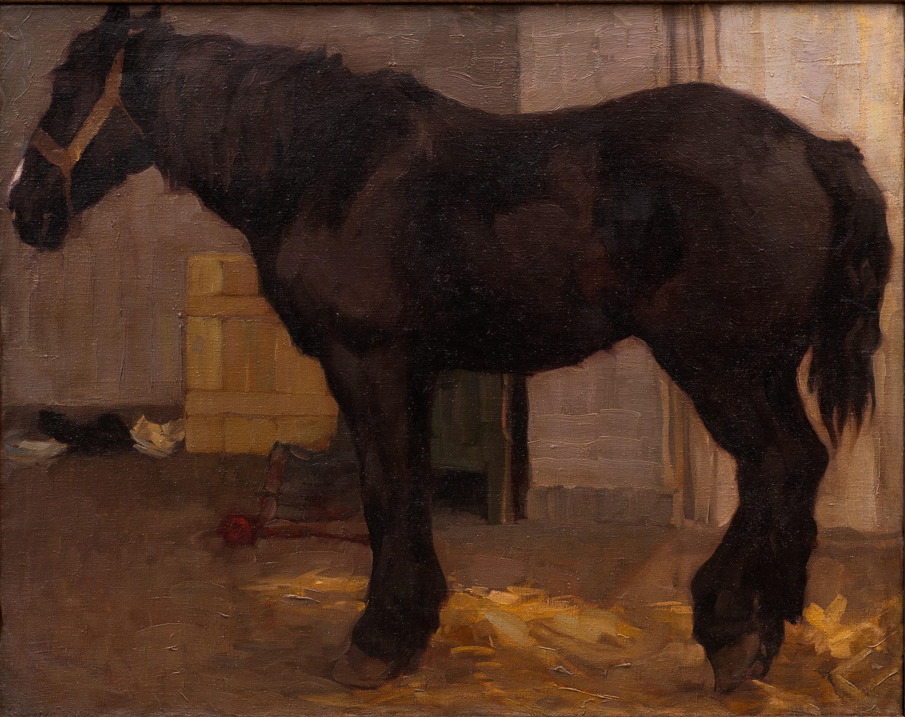 „Very Large Draft Horse Standing in a Barn“ Georg Wolf (Deutsch, 1882-1962) im Angebot 1