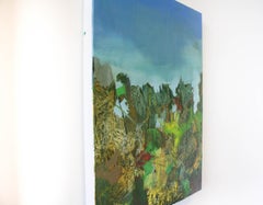 Roma-Acrylic Paint, Oil Paint, Canvas, Landscape, Vibrant, Abstract, Blue, Green