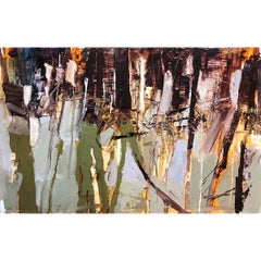 Shelby Park Swamp- Oil Paint, Paper, Landscape, Nature, Abstract, Green, Brown