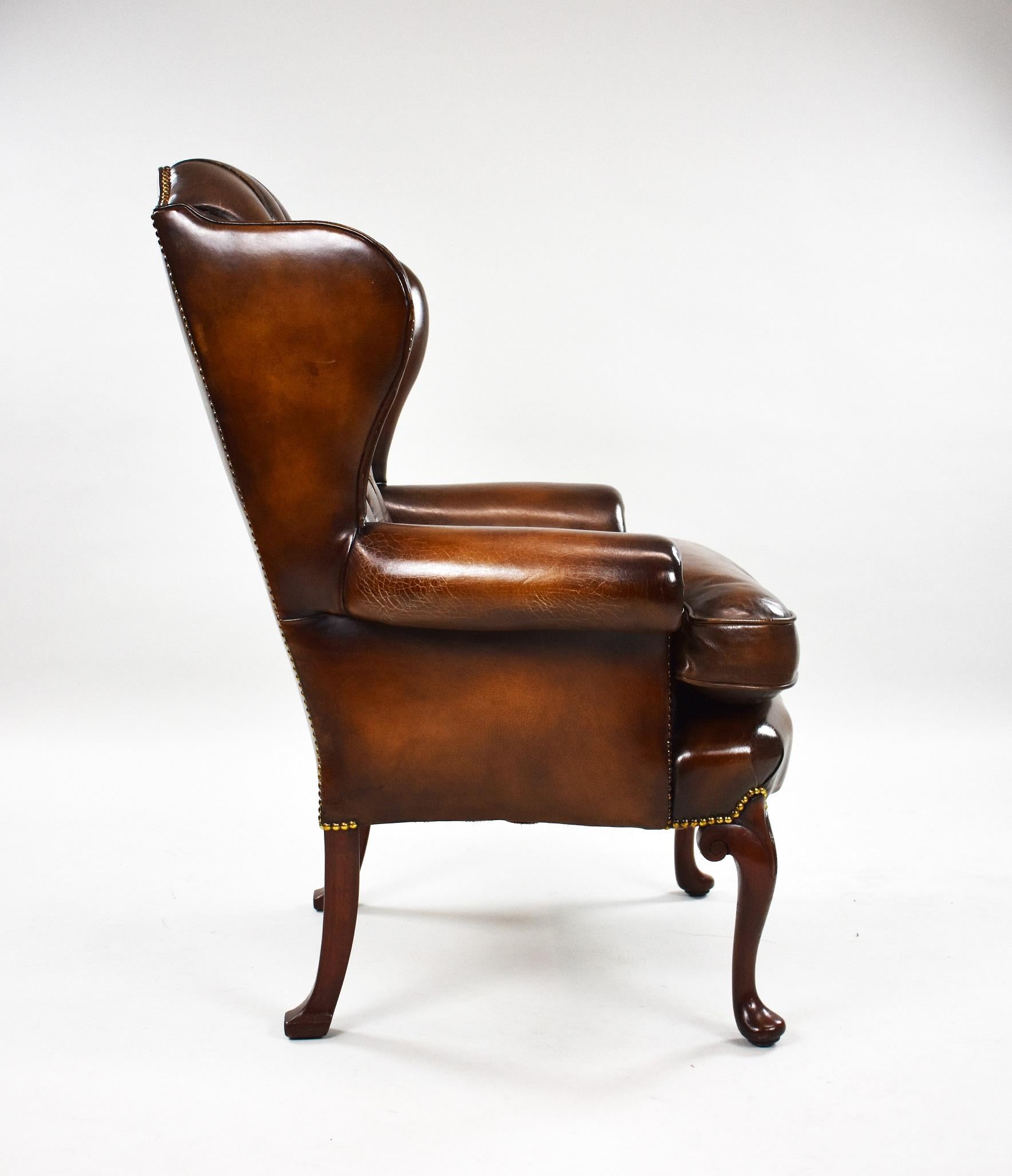George II Brown Leather Armchair For Sale 5