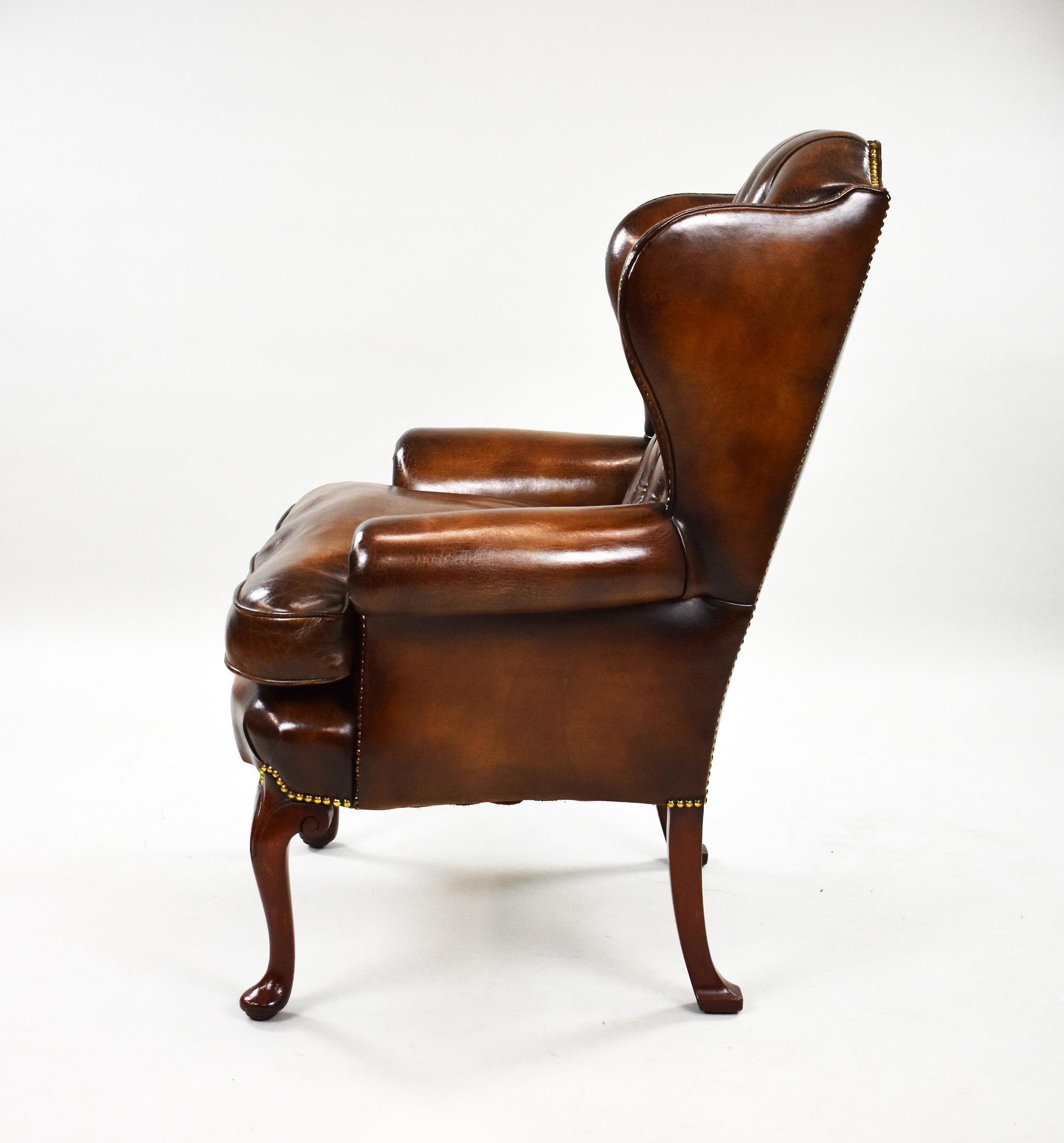 George II Brown Leather Armchair For Sale 8