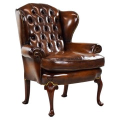 Antique George II Brown Leather Armchair