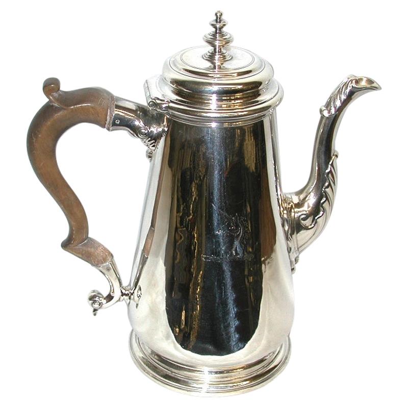 George 11 Silver Coffee Pot, Dated 1738, Maker Thomas Farren, London Assay