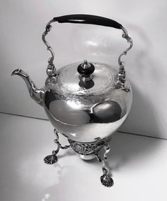 George 11 Silver Kettle on Stand London 1736 Richard Gurney and Thomas Cook