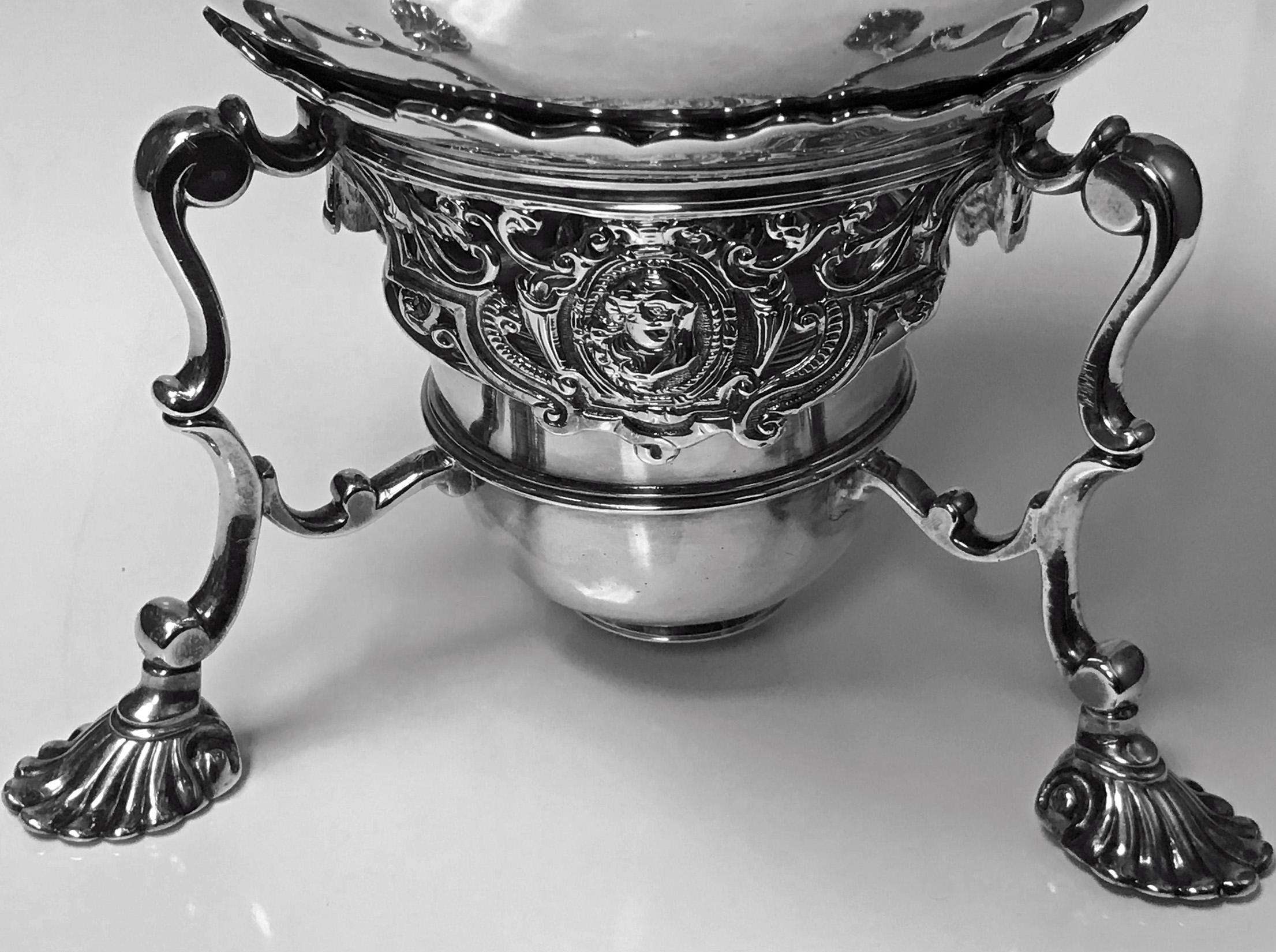 English George 11 Silver Kettle on Stand London 1736 Richard Gurney and Thomas Cook