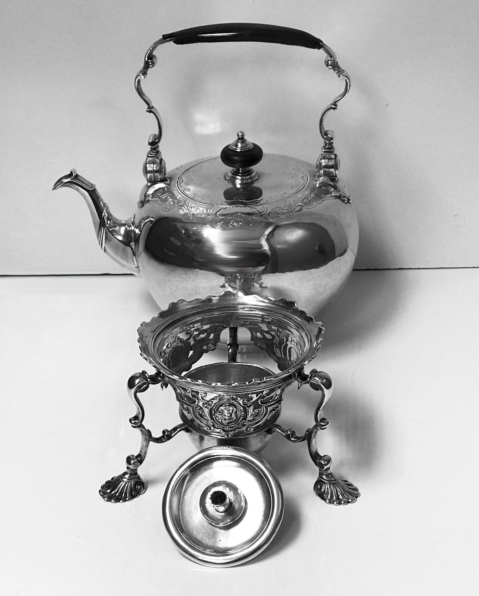 Sterling Silver George 11 Silver Kettle on Stand London 1736 Richard Gurney and Thomas Cook