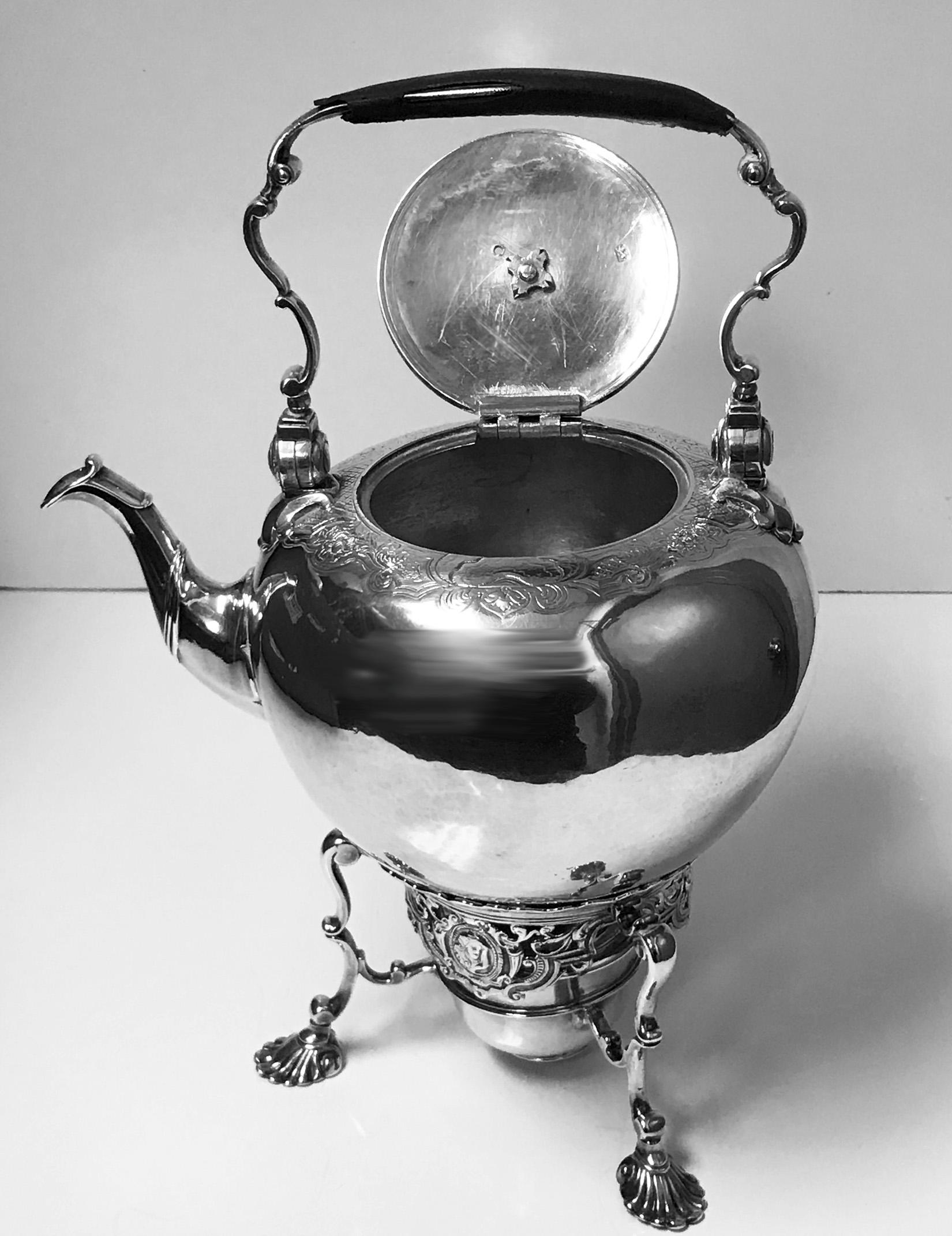 George 11 Silver Kettle on Stand London 1736 Richard Gurney and Thomas Cook 1