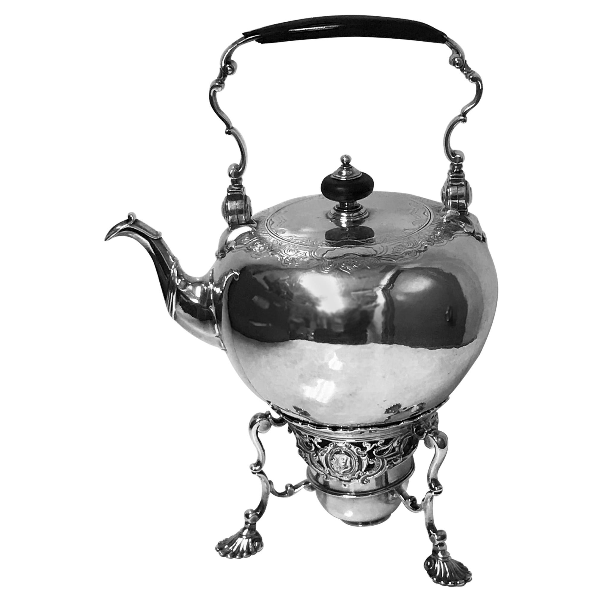 George 11 Silver Kettle on Stand London 1736 Richard Gurney and Thomas Cook