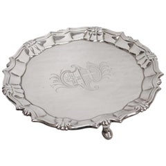 Plateau Salver en argent George 11, William Peaston, daté de 1751, Évaluation de Londres