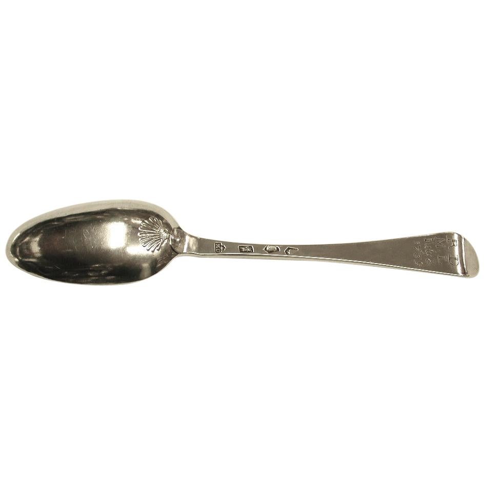 George 11 Silver Shell Back Table Spoon, Marmaduke Dainty, London, 1738