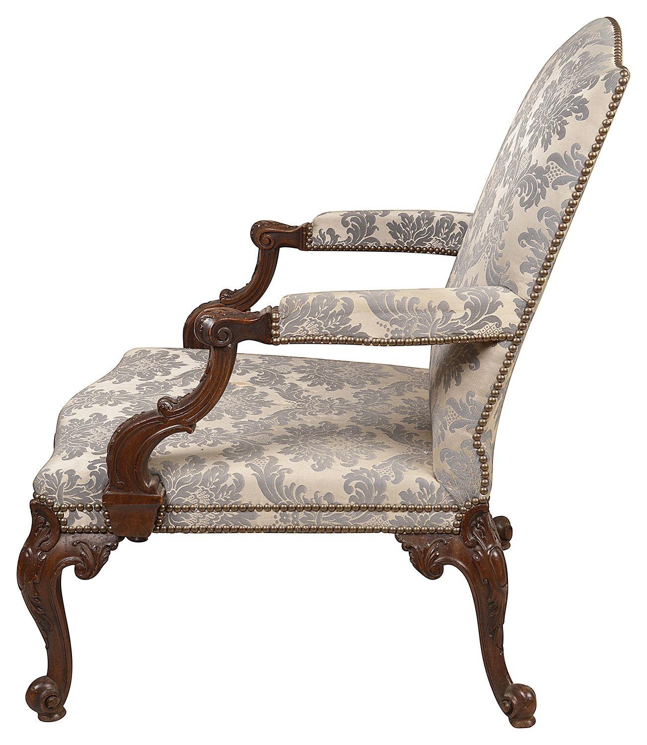 19th Century George 11 style Mahogany Gainsborough arm chair For Sale