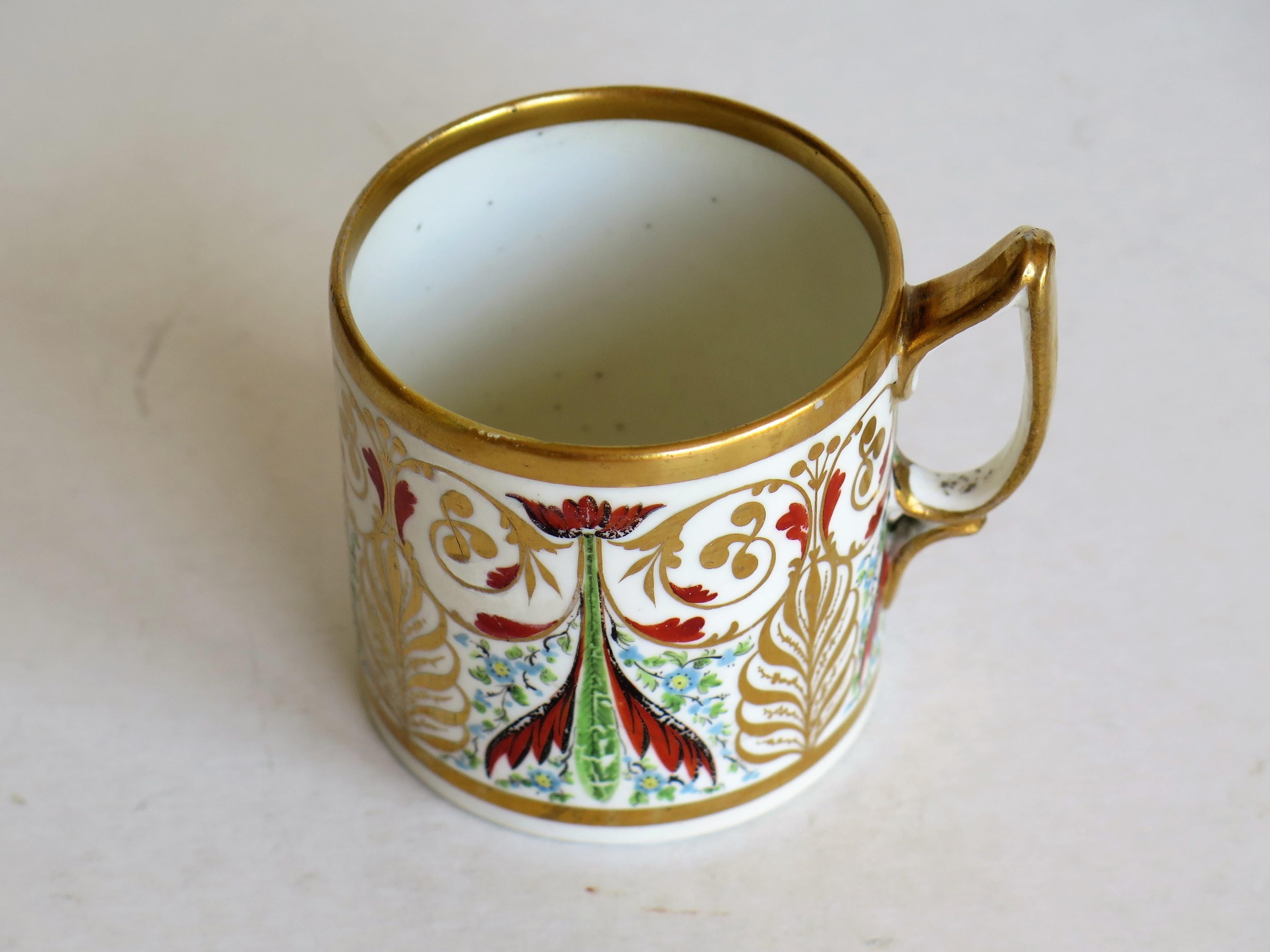 George 111 Derby Porcelain Coffee Can with Rare Ear Handle Hand-Painted, Ca 1810 4