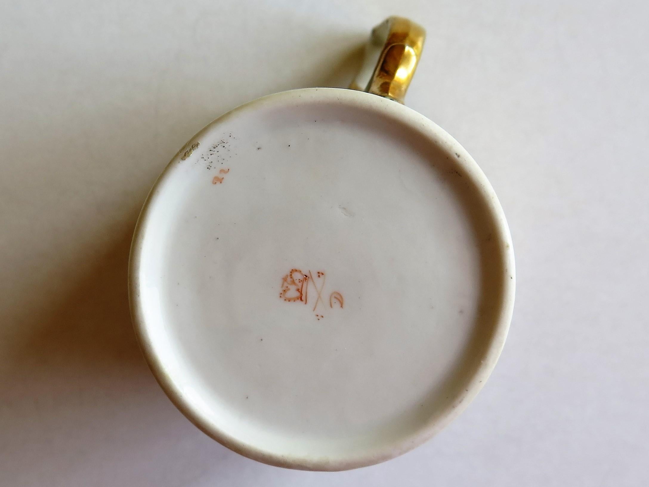 George 111 Derby Porcelain Coffee Can with Rare Ear Handle Hand-Painted, Ca 1810 7