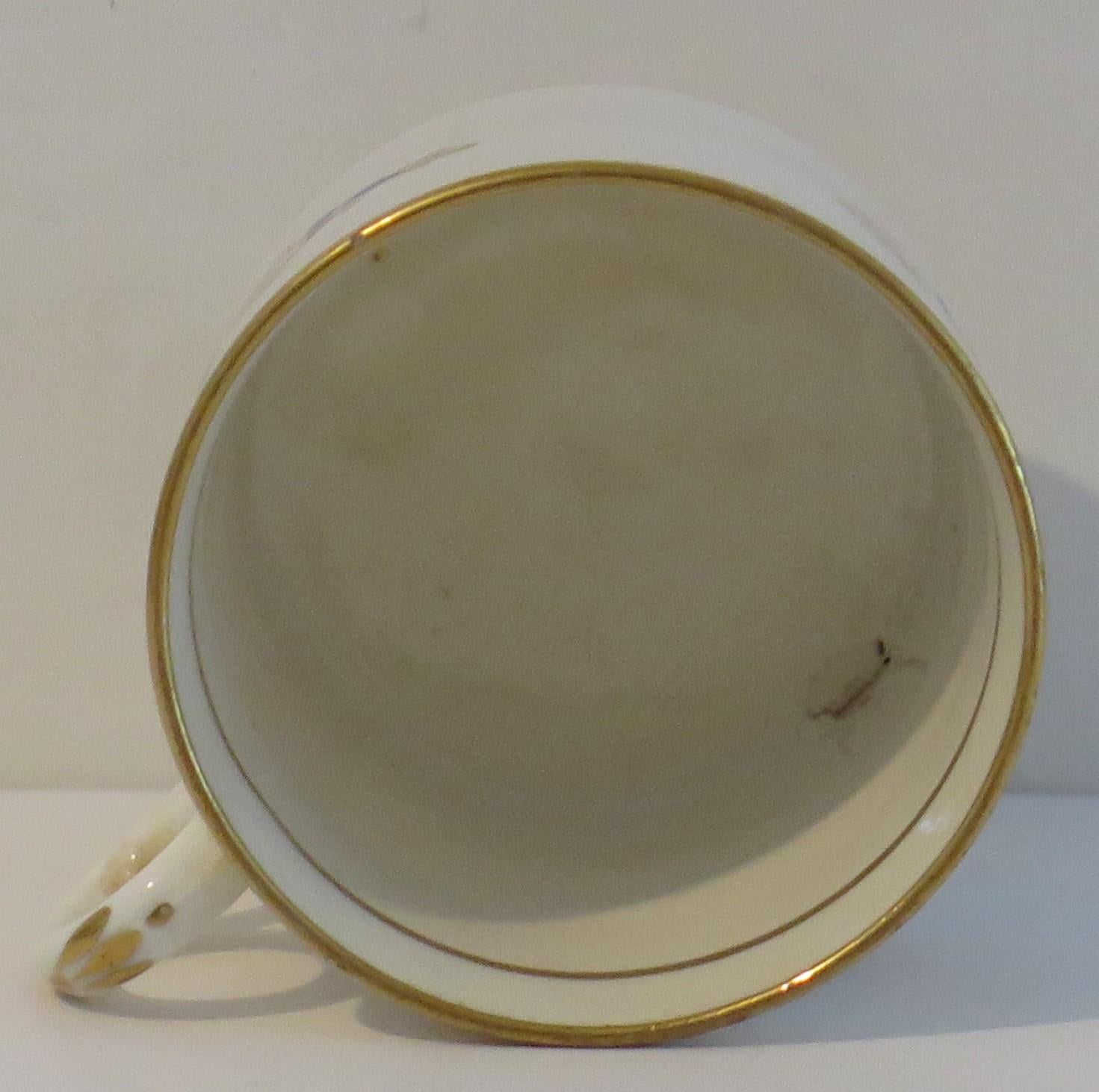 George 111 Lata de café de porcelana pintada a mano Early Minton  Patrón 76, Ca 1805 en venta 2