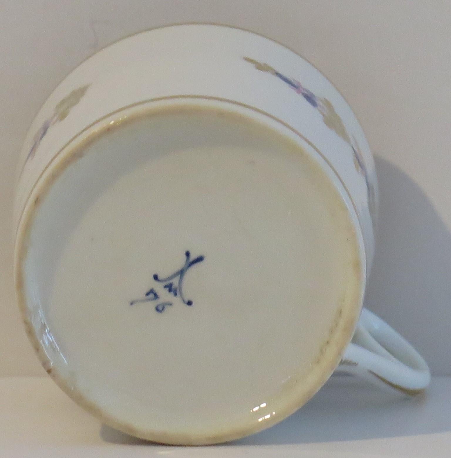 George 111 Frühes Minton Porzellan Kaffeekanne Hand gemalt  Muster 76, ca. 1805 im Angebot 5