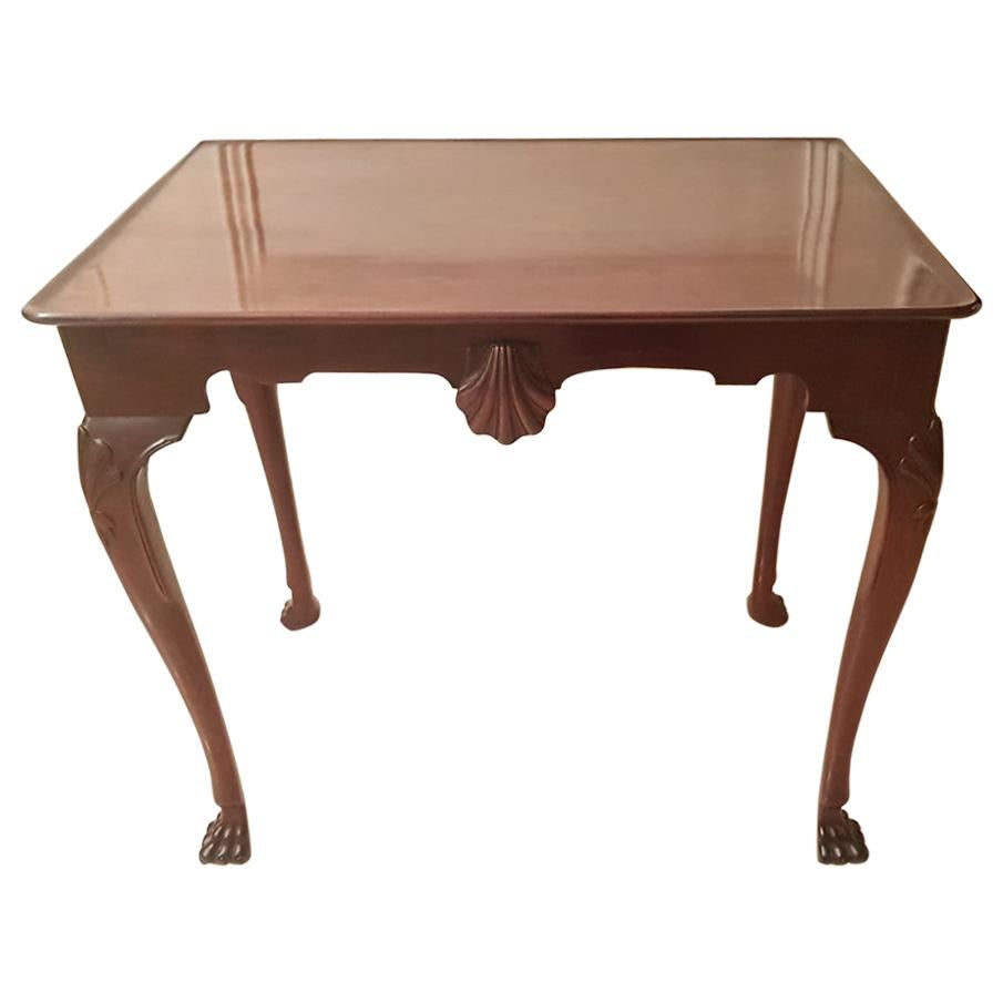 George 111 Irish Mahogany Silver Table with Centre Carved Shell, circa 1760 For Sale
