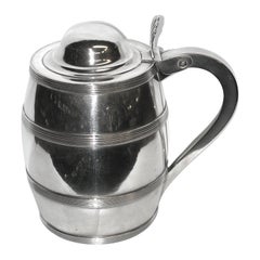 George 111 Irish Silver Barrel Shaped Quart Lidded Tankard, Dublin, 1808