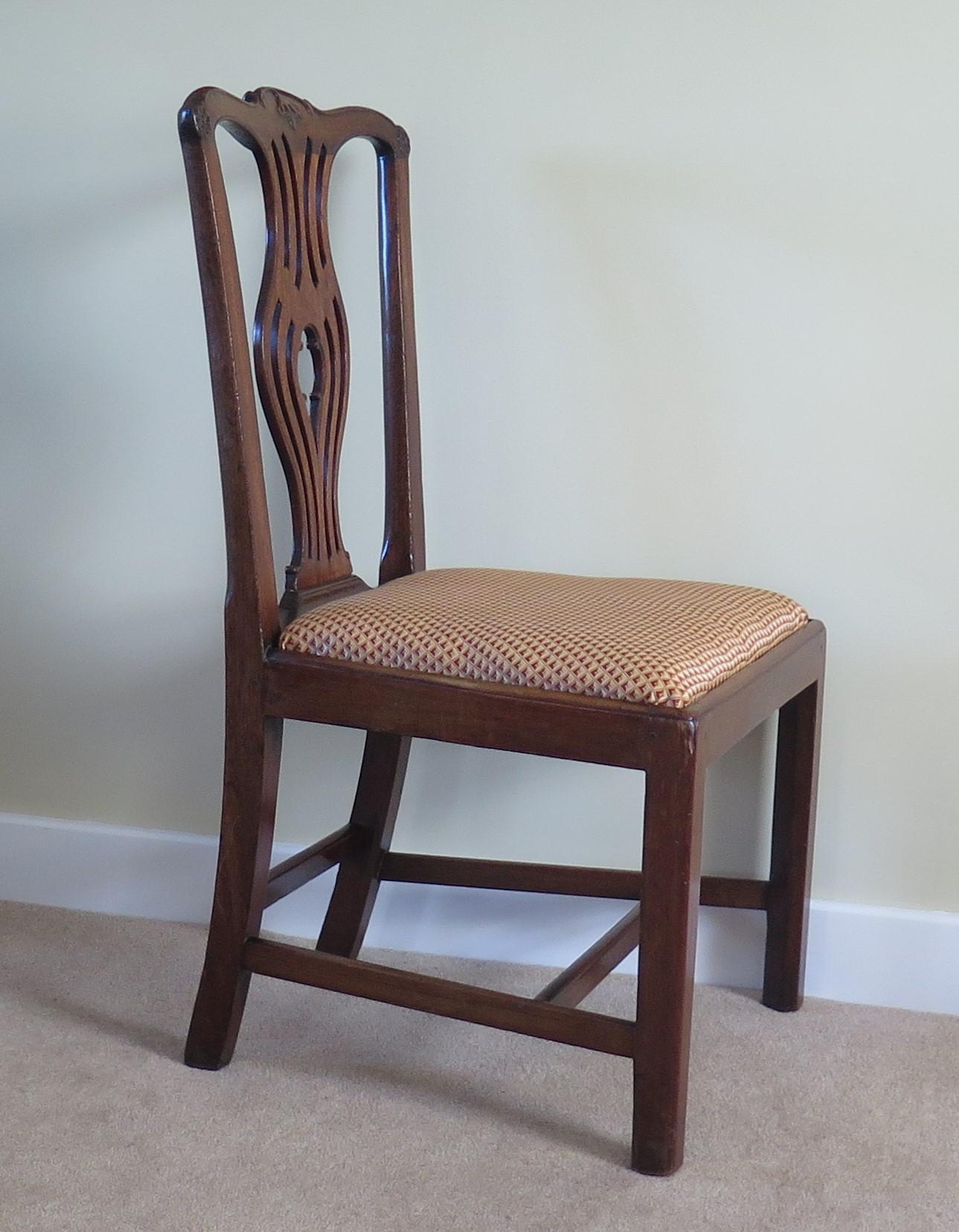 George 111 Mahogany Chippendale Dining Chair Reupholstered, Circa 1760 For Sale 2