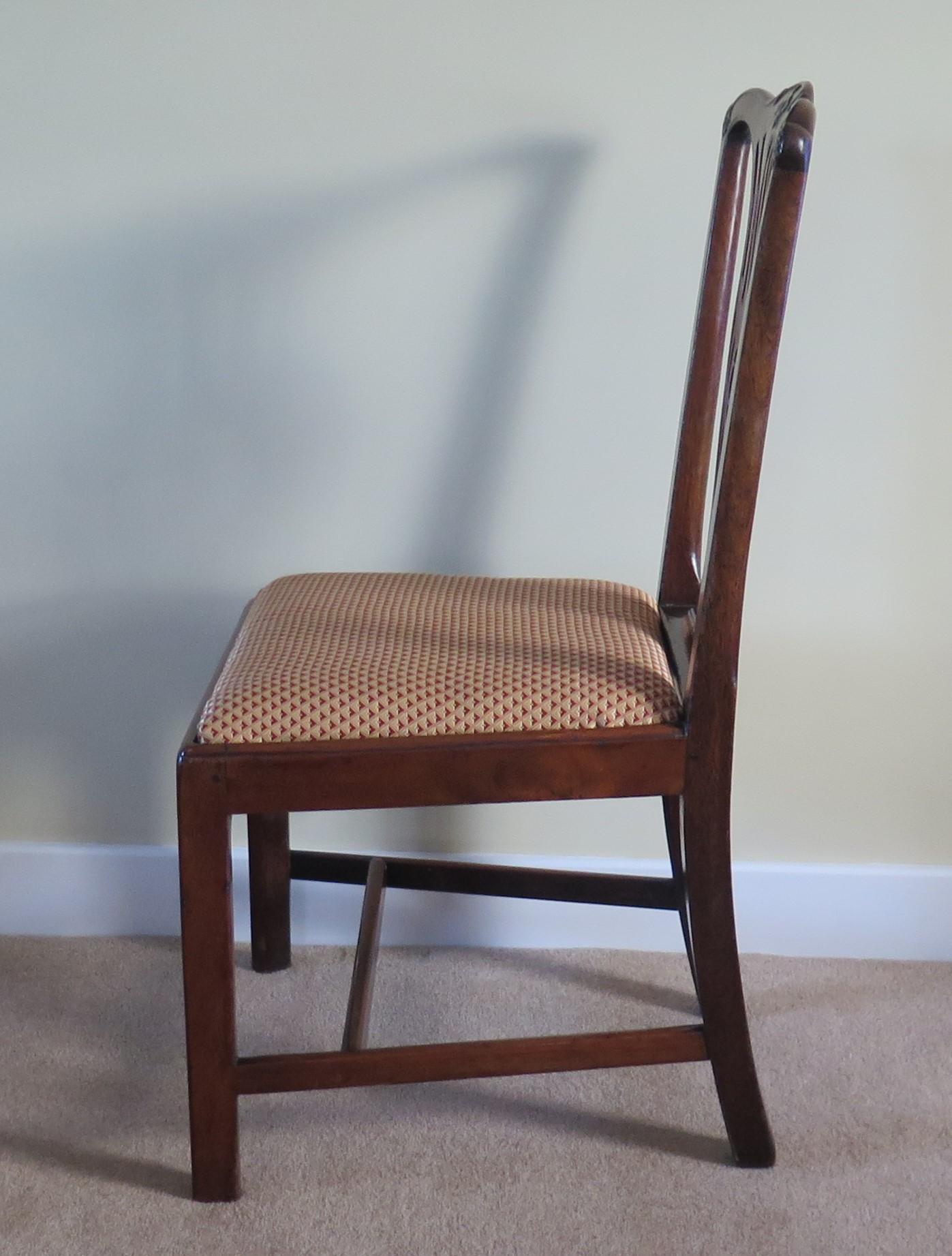 Fabric George 111 Mahogany Chippendale Dining Chair Reupholstered, Circa 1760 For Sale