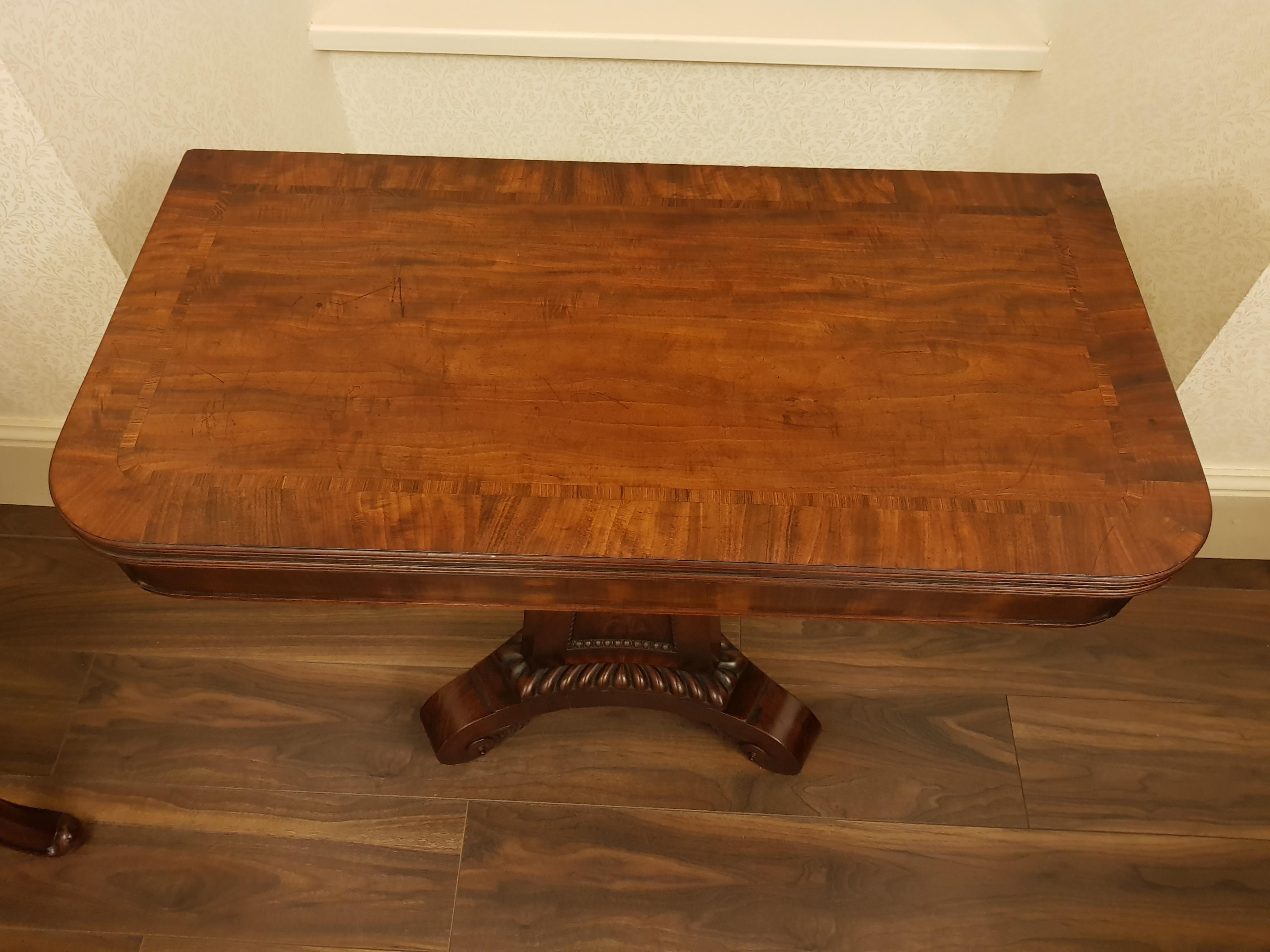 George 111 Mahogany Crossbanded Tea Table in the Manner of Thomas Hope For Sale 1