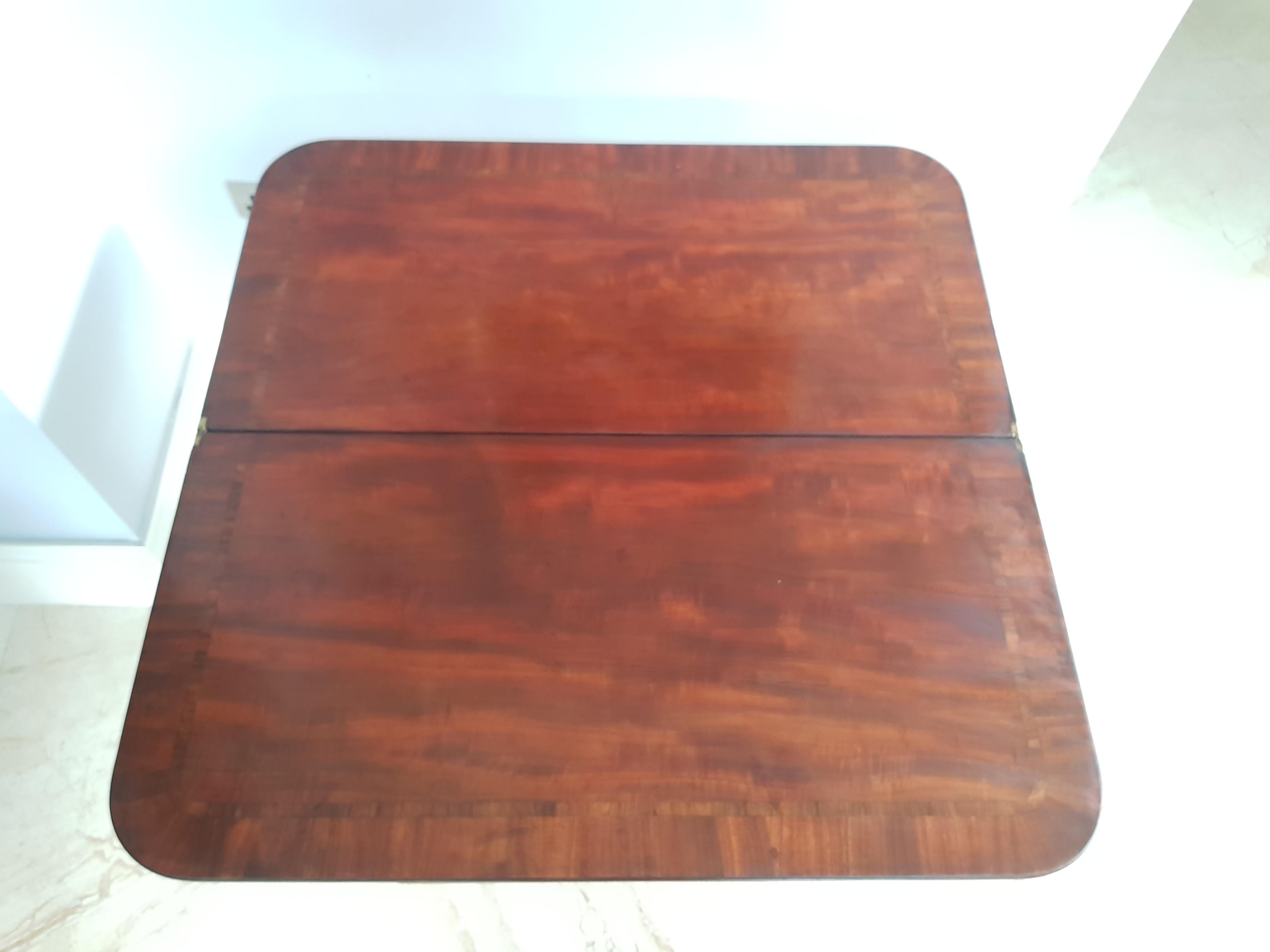 George 111 Mahogany Crossbanded Tea Table in the Manner of Thomas Hope For Sale 2
