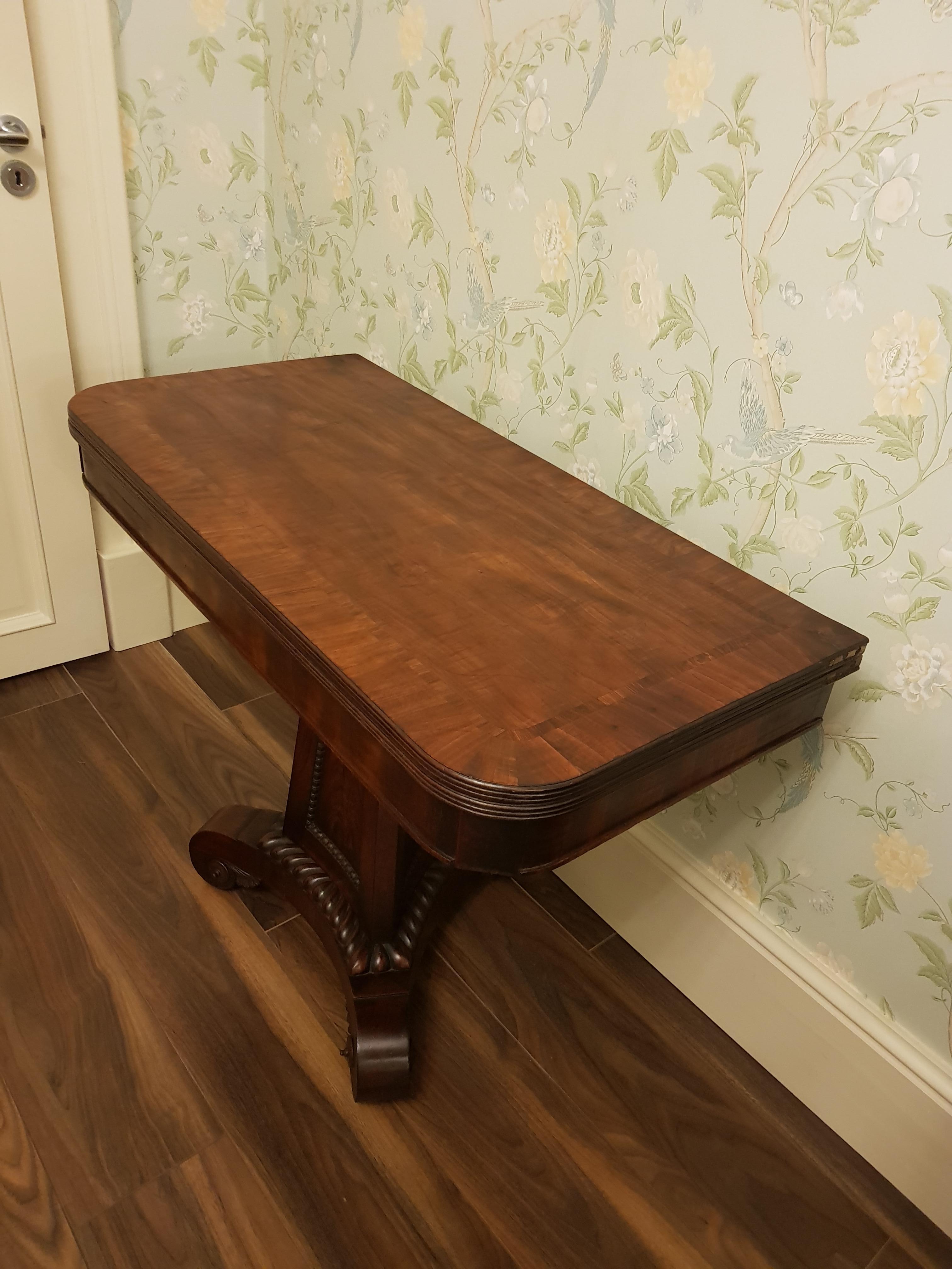 George 111 Mahogany Crossbanded Tea Table in the Manner of Thomas Hope For Sale 4
