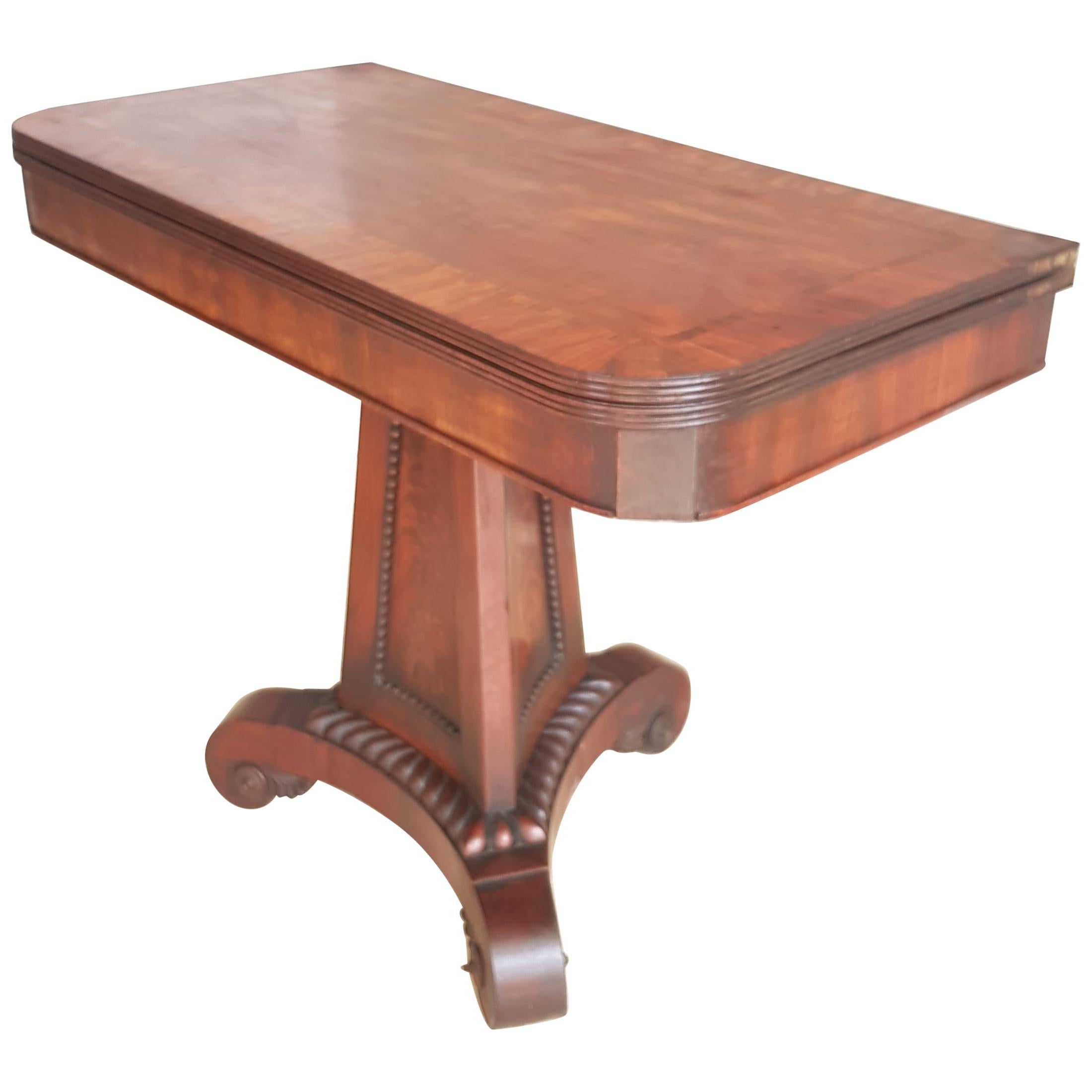 George 111 Mahogany Crossbanded Tea Table in the Manner of Thomas Hope For Sale