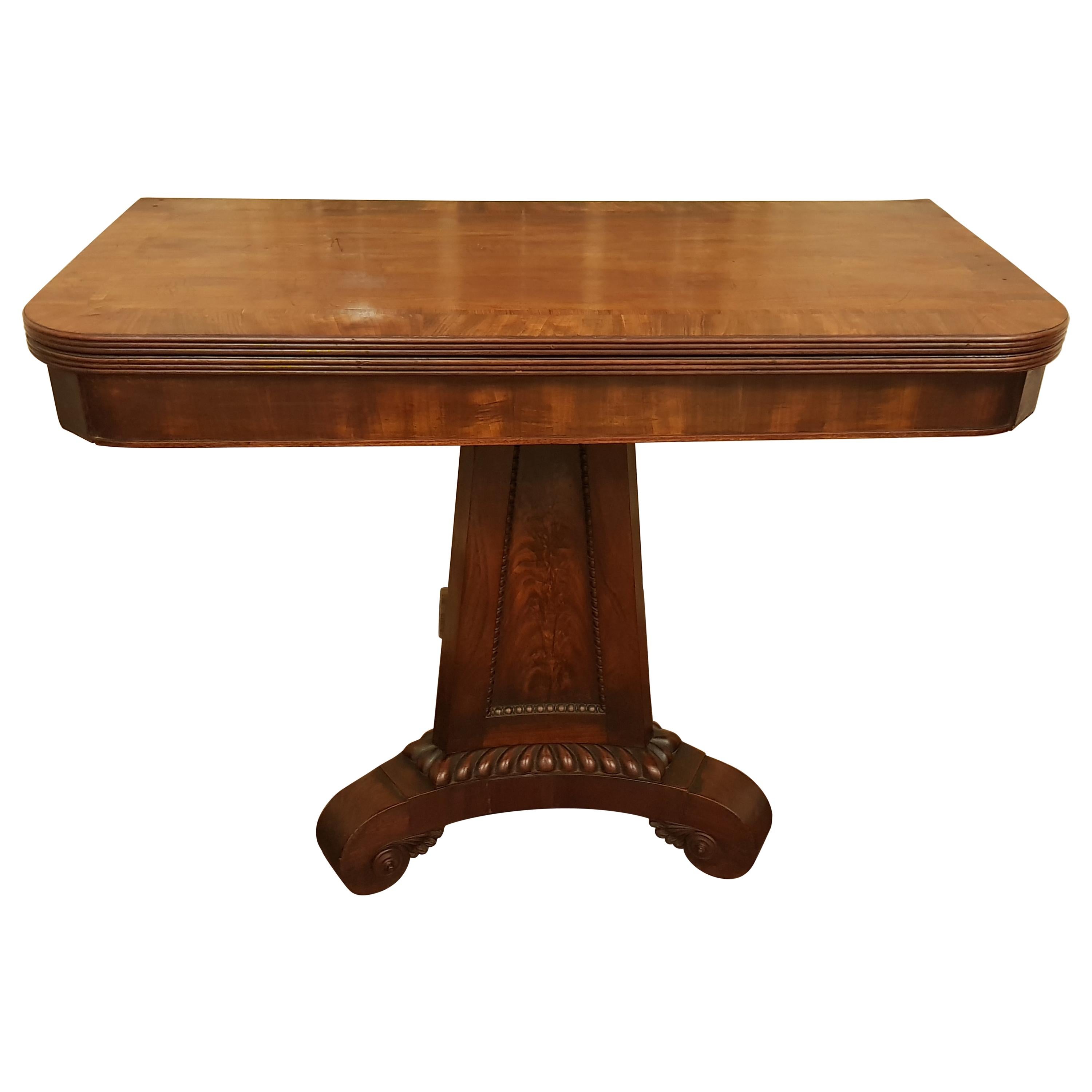 George 111 Mahogany Crossbanded Tea Table in the Manner of Thomas Hope For Sale
