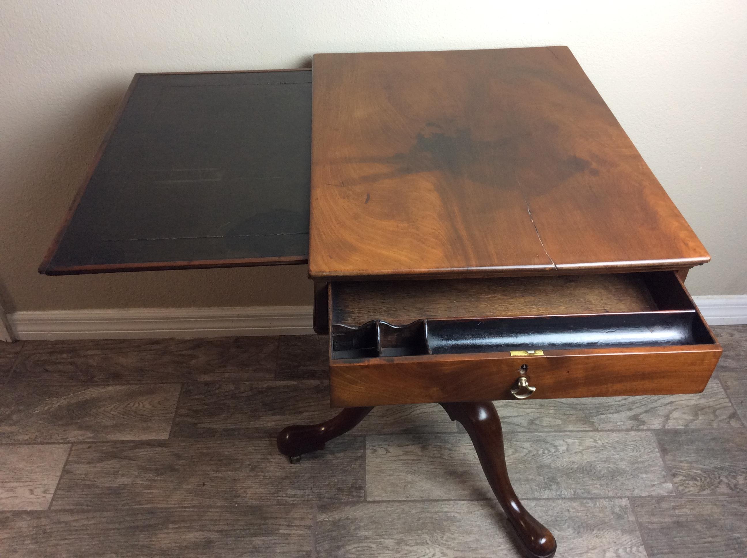 George 111 Mahogany Work / Writing Table In Good Condition For Sale In Bradenton, FL