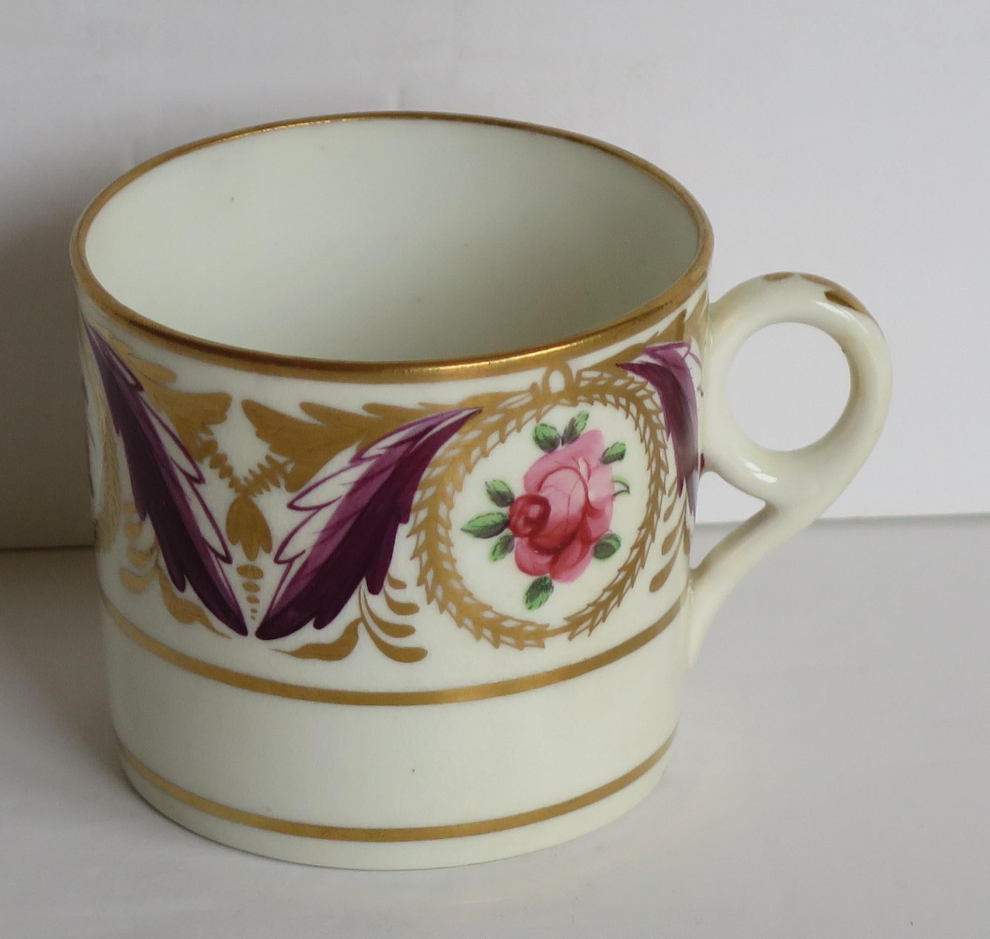 George 111 Lata de café de porcelana Minton pintada a mano en el modelo 791, ca 1805 Inglés en venta