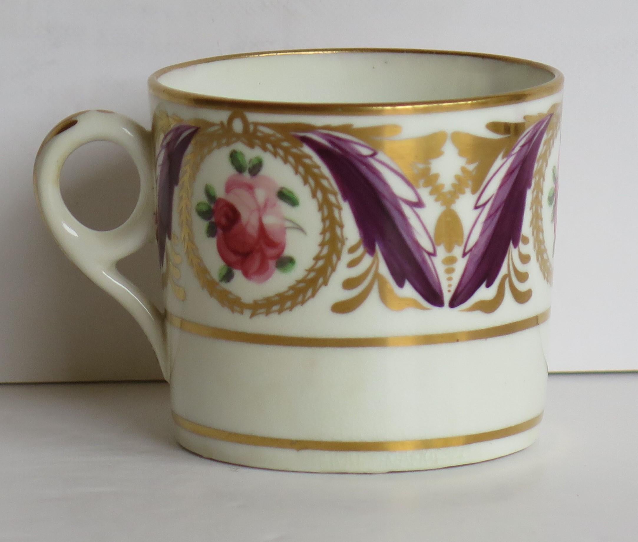 George 111 Lata de café de porcelana Minton pintada a mano en el modelo 791, ca 1805 Porcelana en venta