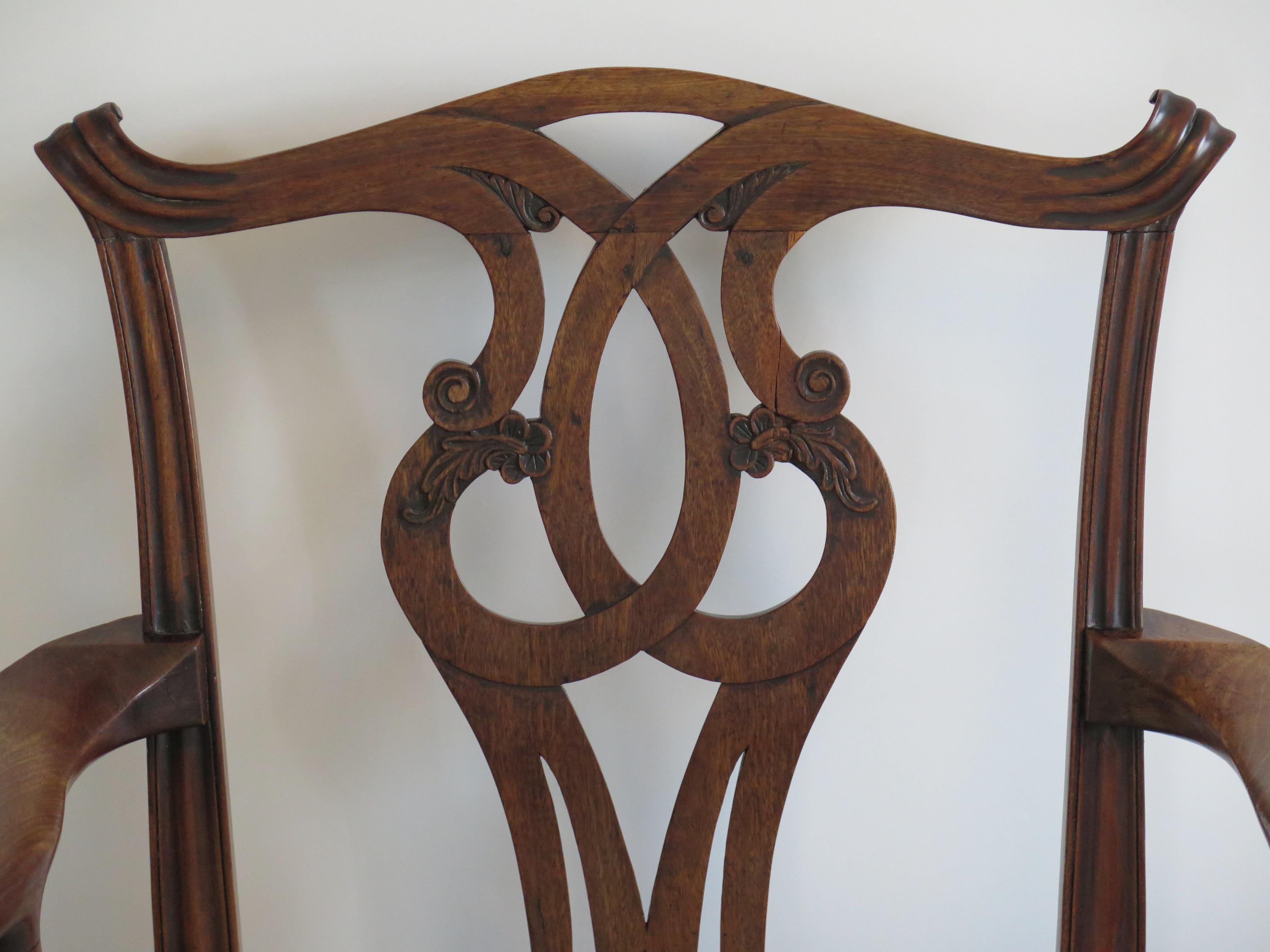 George 111 period Chippendale Arm Chair finely carved, Circa 1760 For Sale 4