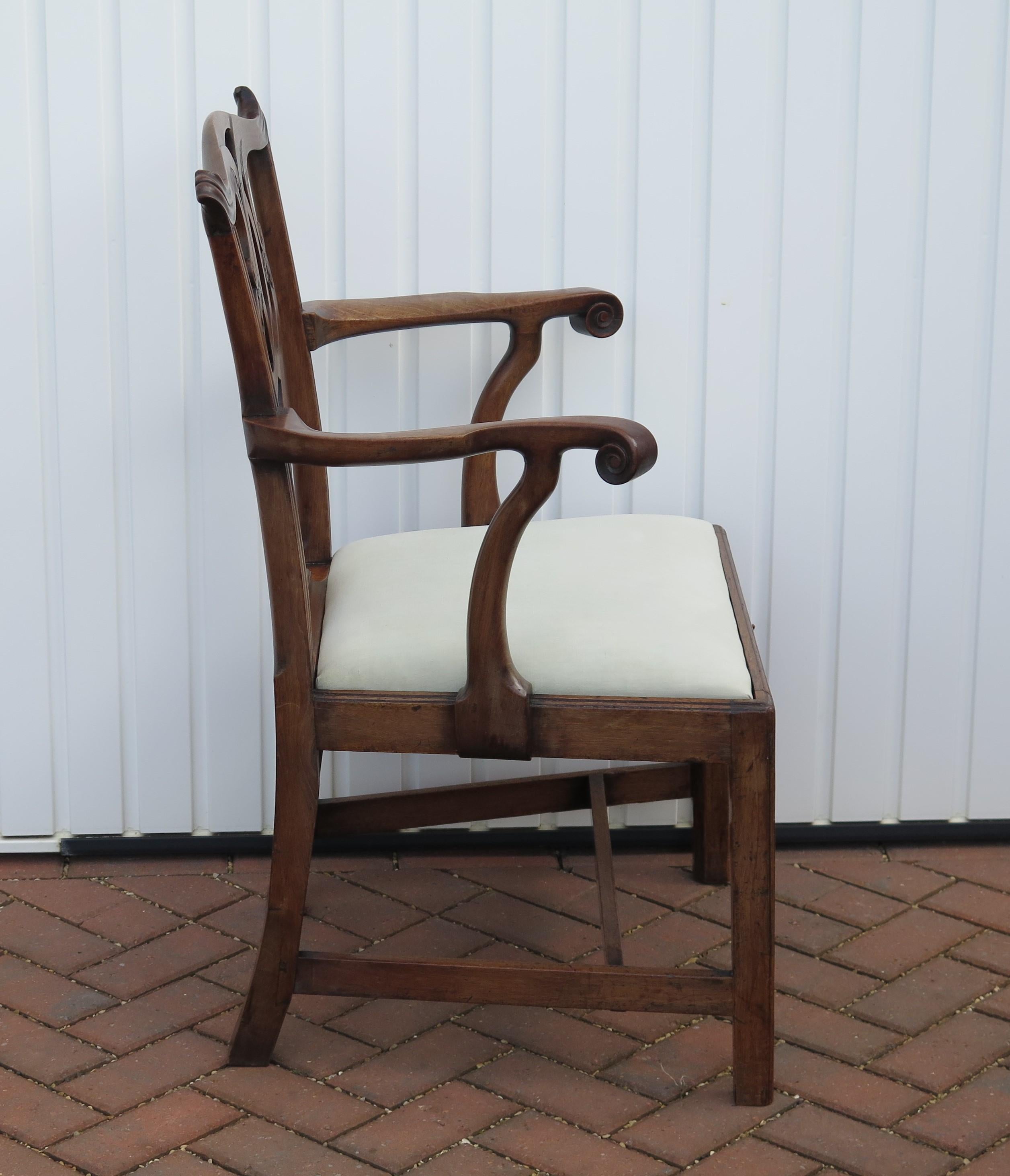 18th Century George 111 period Chippendale Arm Chair finely carved, Circa 1760 For Sale