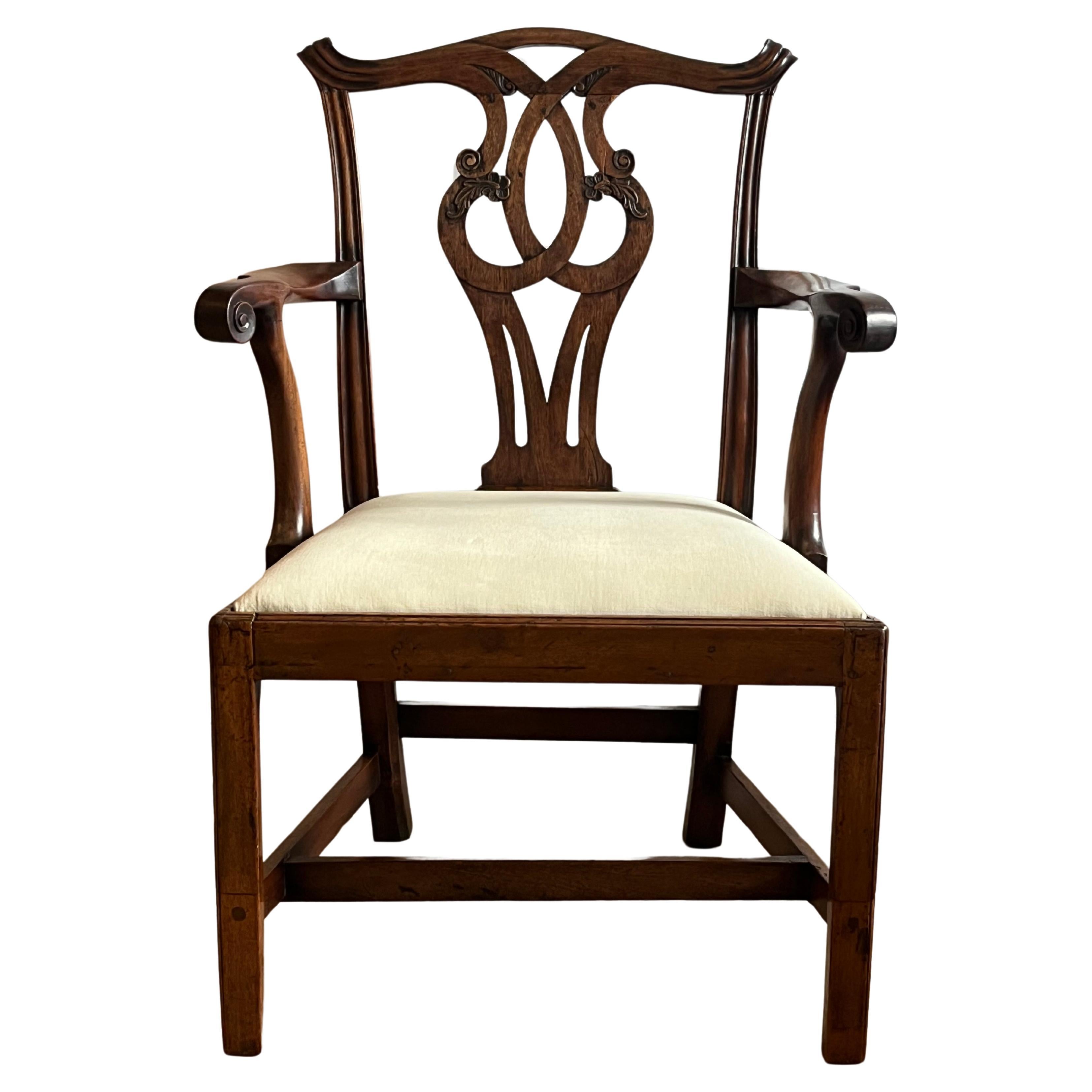 George 111 period Chippendale Arm Chair finely carved, Circa 1760 For Sale