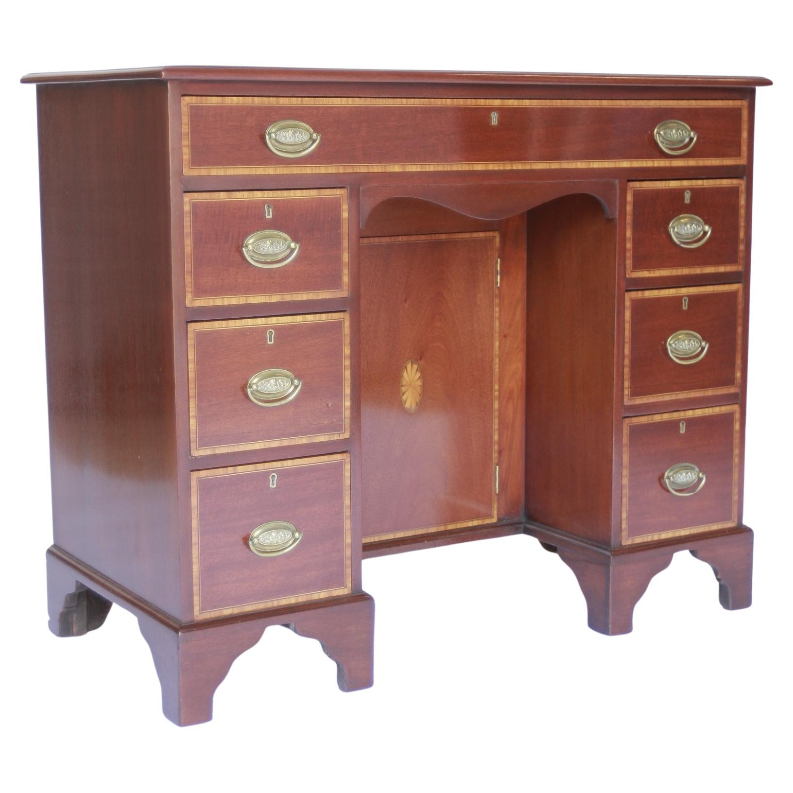 George 111 Period Mahogany & inlaid Kneehole desk